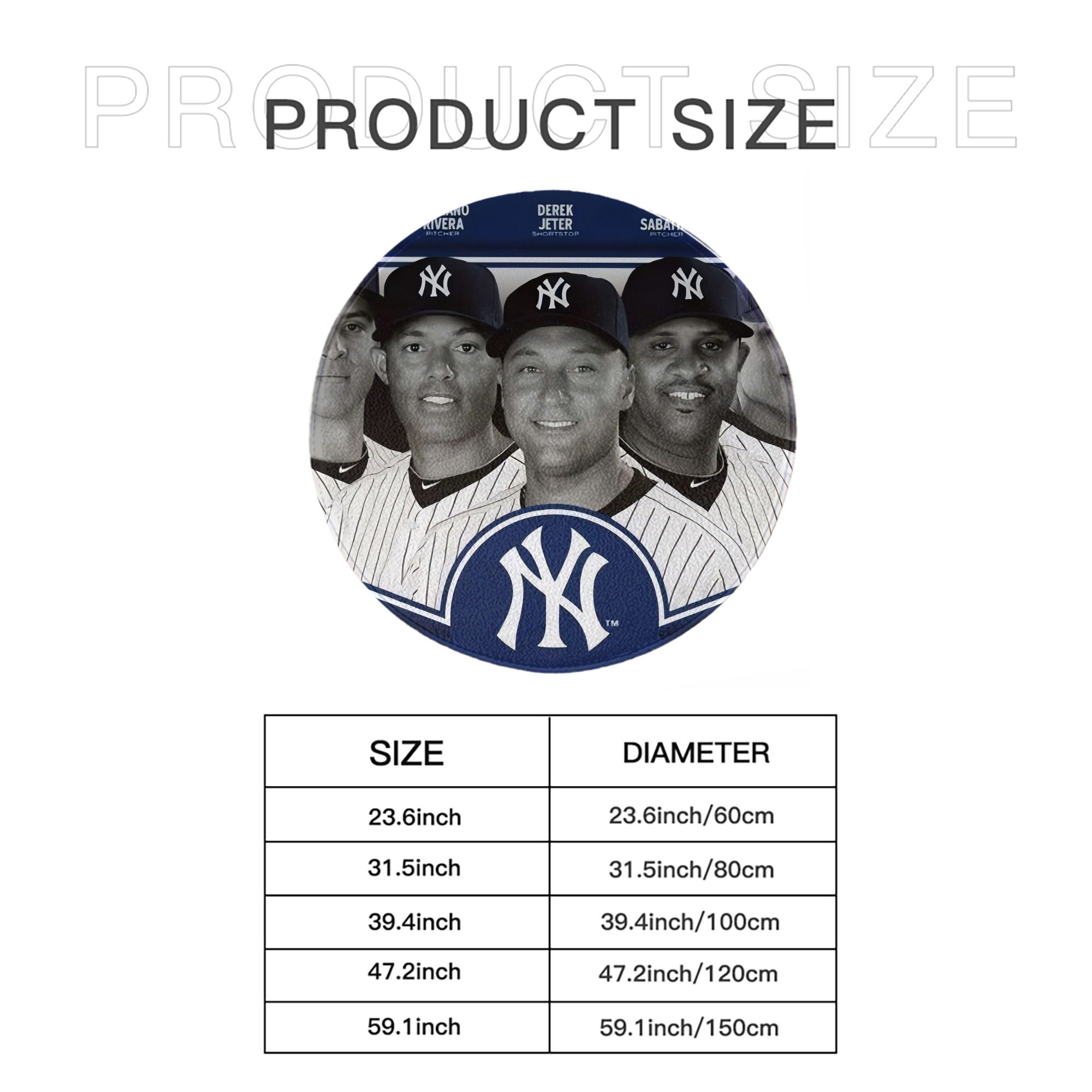 New York Yankees 361 Round Floor Mat – Soft Flannel & High-Density Sponge Core – Non-Slip Dot Backing – Durable Stitched Edges – Quick-Dry & Breathable – Perfect For Home, Bathroom & Living Room