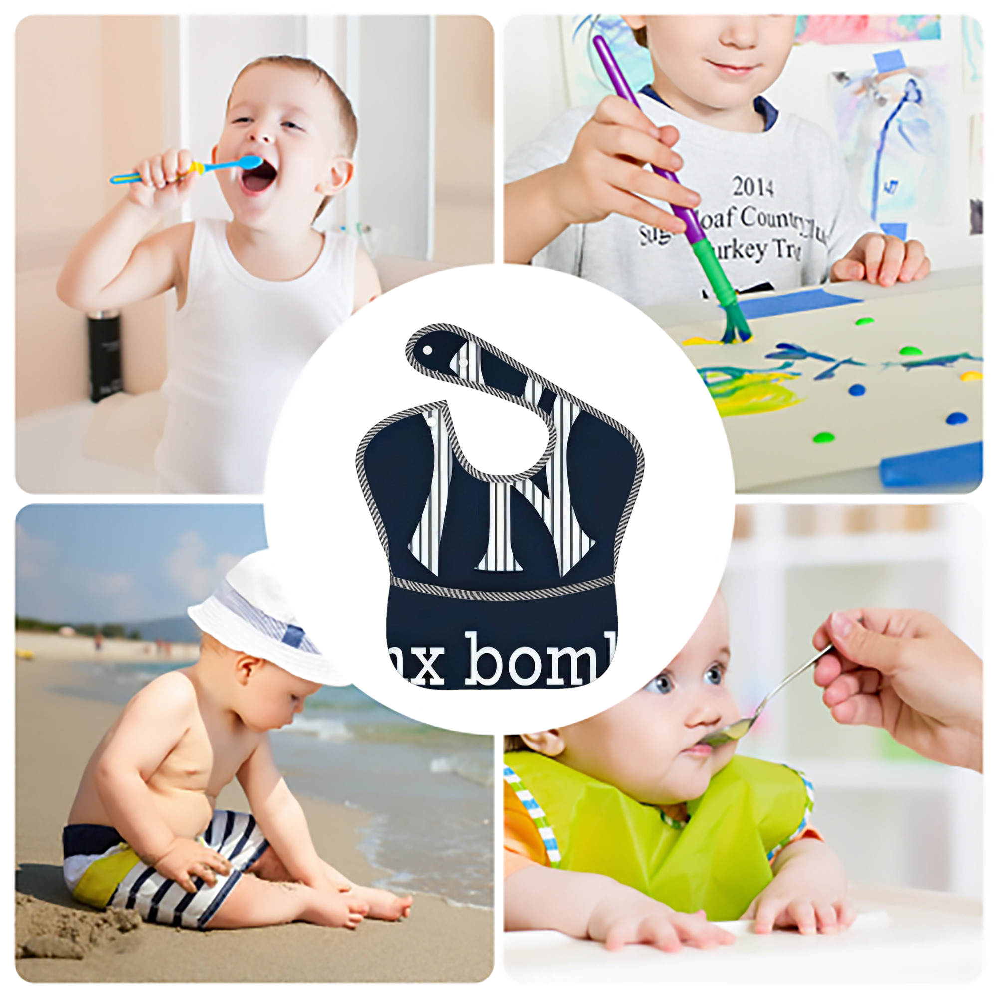 New York Yankees 355 Adjustable Waterproof Toddler Bib – Full-Print Durable Polyester – Foldable Crumb Pocket – Easy Snap Closure – Soft