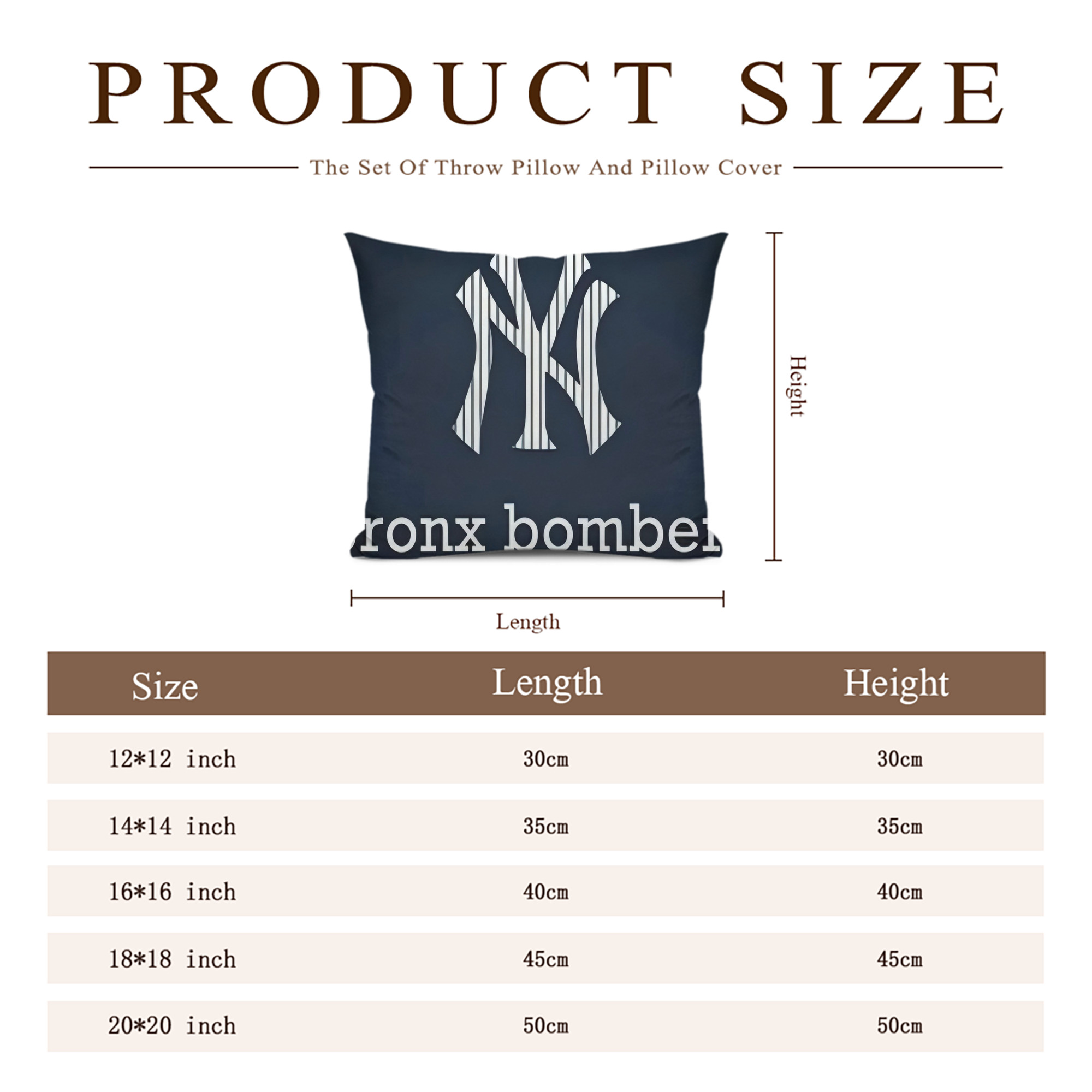 New York Yankees 355 Soft Polyester Pillow Cover With Insert – Double-Sided Design, Invisible Zipper, Durable & Breathable – Easy Care Cushion Set
