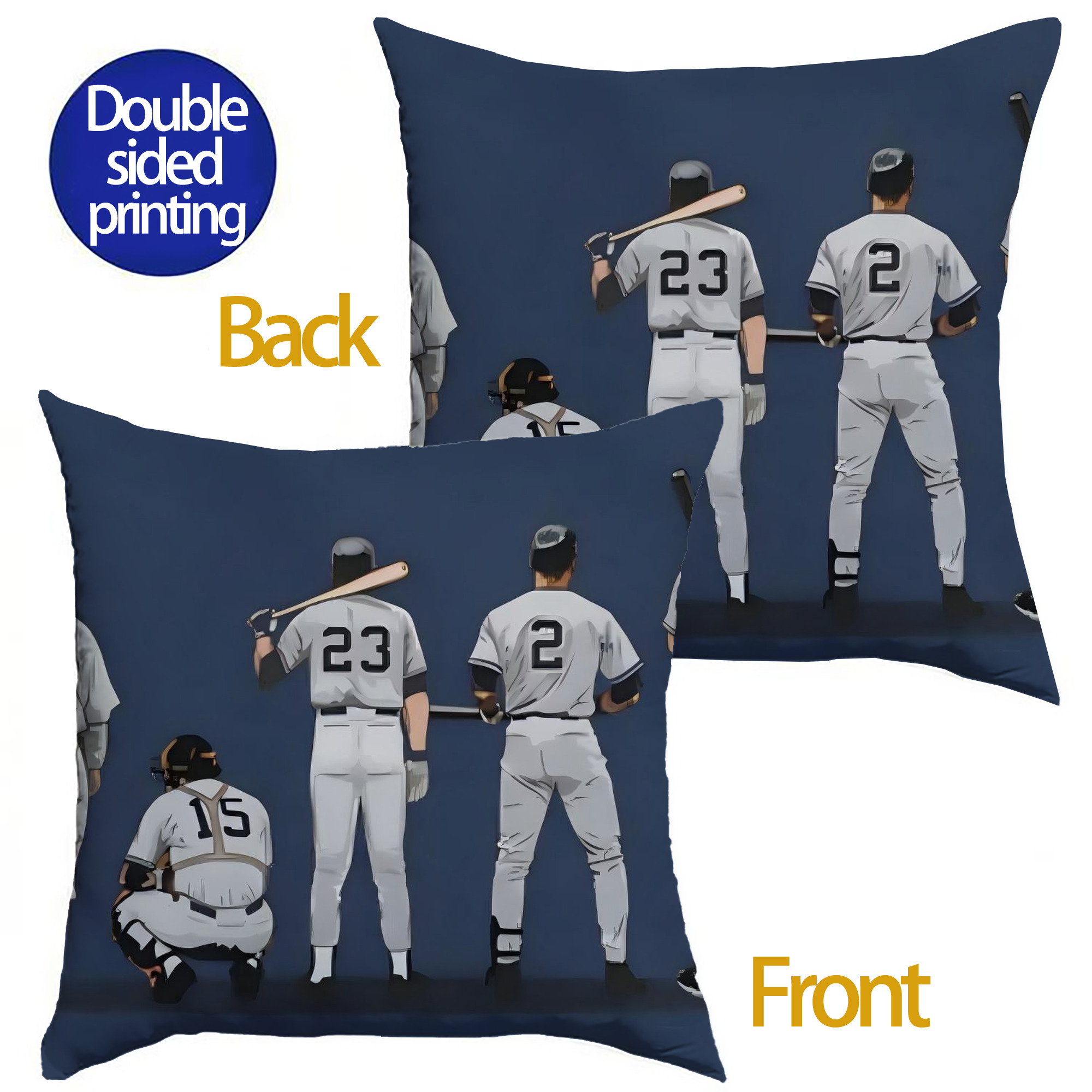 New York Yankees 242 Soft Polyester Pillow Cover With Insert – Double-Sided Design, Invisible Zipper, Durable & Breathable – Easy Care Cushion Set