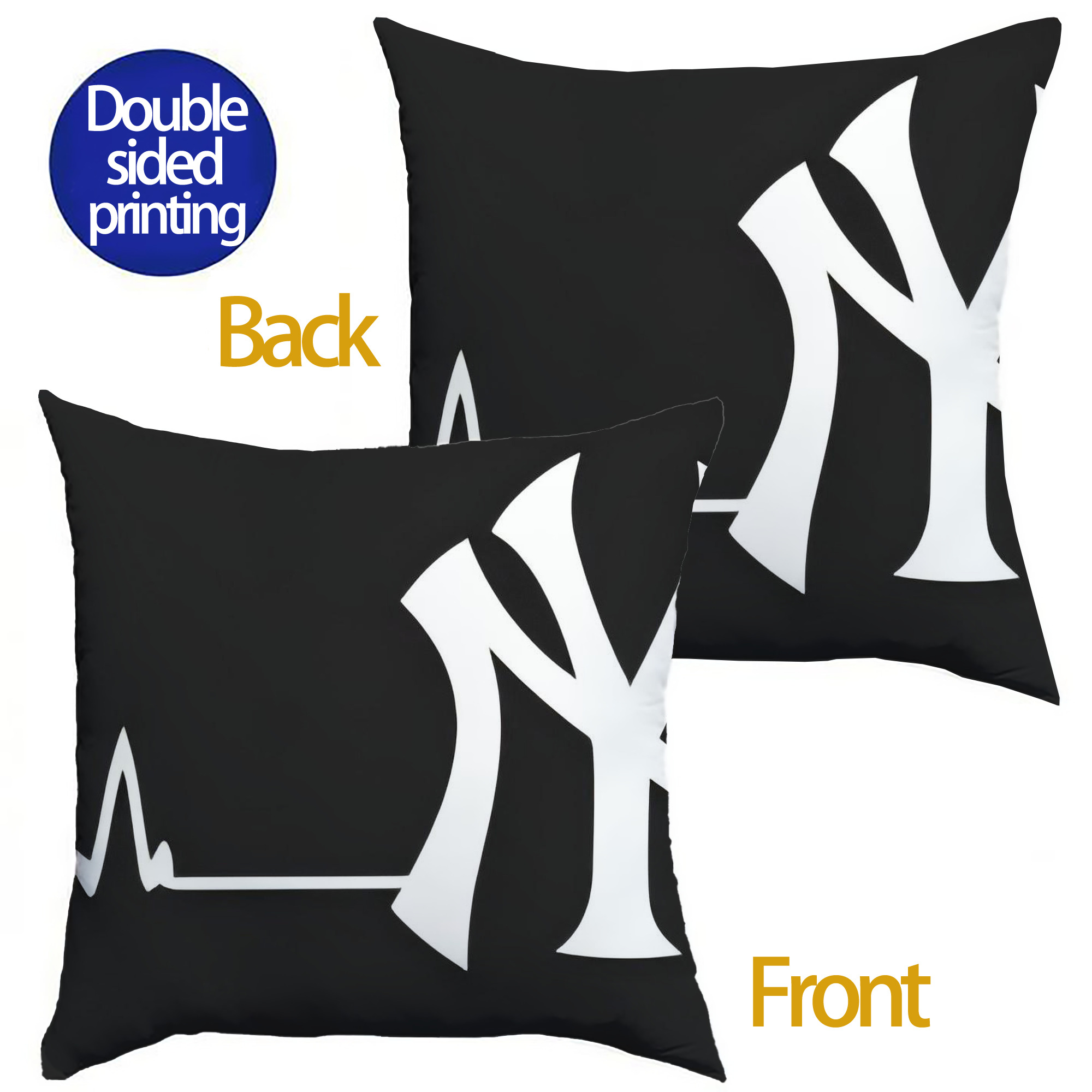 New York Yankees 350 Soft Polyester Pillow Cover With Insert – Double-Sided Design, Invisible Zipper, Durable & Breathable – Easy Care Cushion Set