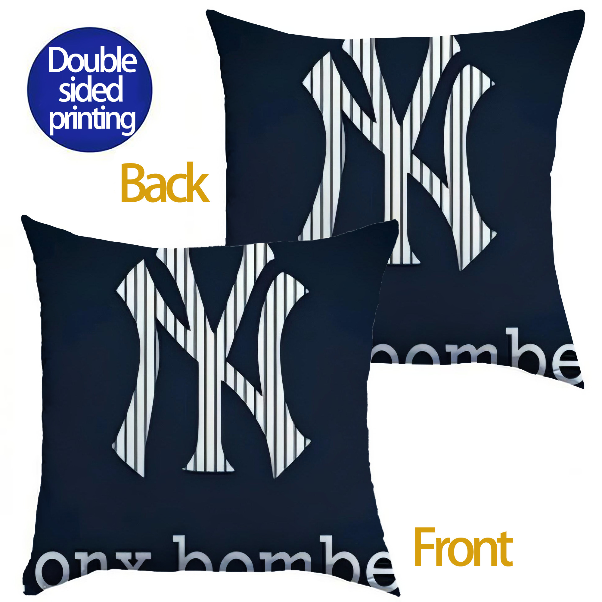 New York Yankees 355 Soft Polyester Pillow Cover With Insert – Double-Sided Design, Invisible Zipper, Durable & Breathable – Easy Care Cushion Set