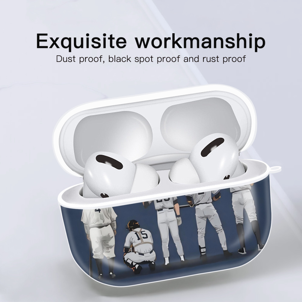 New York Yankees 242 AirPods Pro Hard Case White With Keychain, Durable Flexible PC, Precise Cutouts, Anti-Fingerprint, Yellowing & Scratch Resistant, Full Protection, Washable