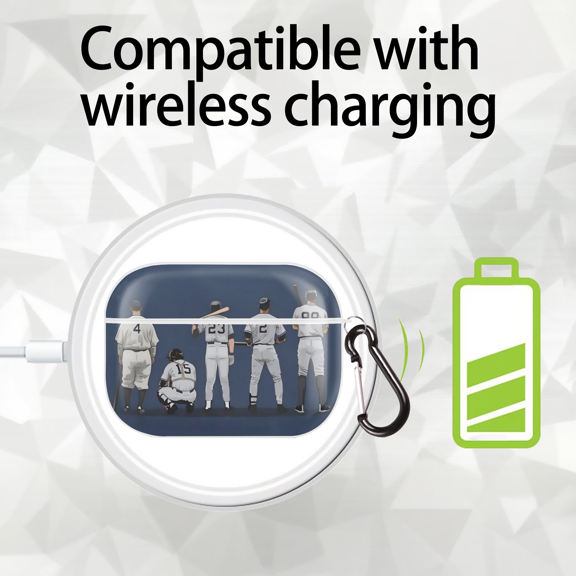 New York Yankees 242 AirPods Pro Hard Case White With Keychain, Durable Flexible PC, Precise Cutouts, Anti-Fingerprint, Yellowing & Scratch Resistant, Full Protection, Washable