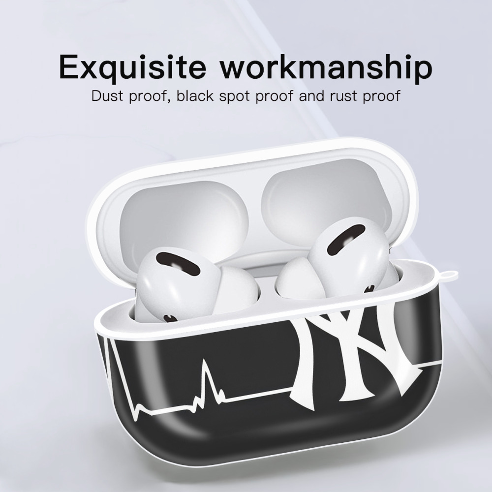 New York Yankees 350 AirPods Pro Hard Case White With Keychain, Durable Flexible PC, Precise Cutouts, Anti-Fingerprint, Yellowing & Scratch Resistant, Full Protection, Washable