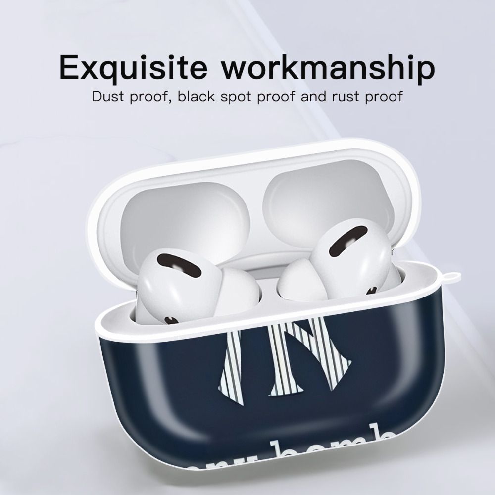 New York Yankees 355 AirPods Pro Hard Case White With Keychain, Durable Flexible PC, Precise Cutouts, Anti-Fingerprint, Yellowing & Scratch Resistant, Full Protection, Washable