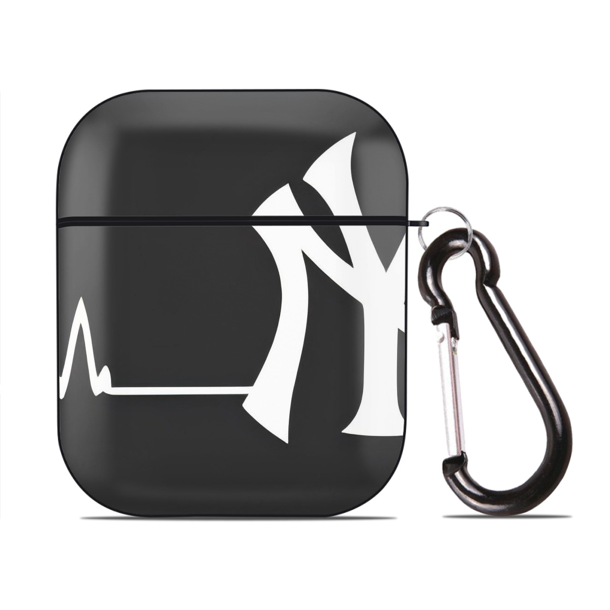 New York Yankees 350 AirPods 2 Case Hard Shell Black, Flexible PC Material, Precise Cutouts, Full Protection, Anti-Fingerprint, Washable, Includes Keychain – Durable & Slim Design