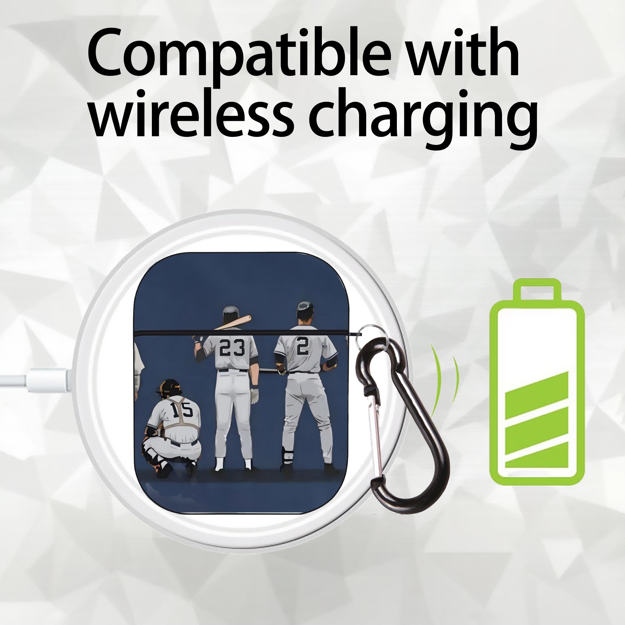 New York Yankees 242 AirPods 2 Case Hard Shell Black, Flexible PC Material, Precise Cutouts, Full Protection, Anti-Fingerprint, Washable, Includes Keychain – Durable & Slim Design