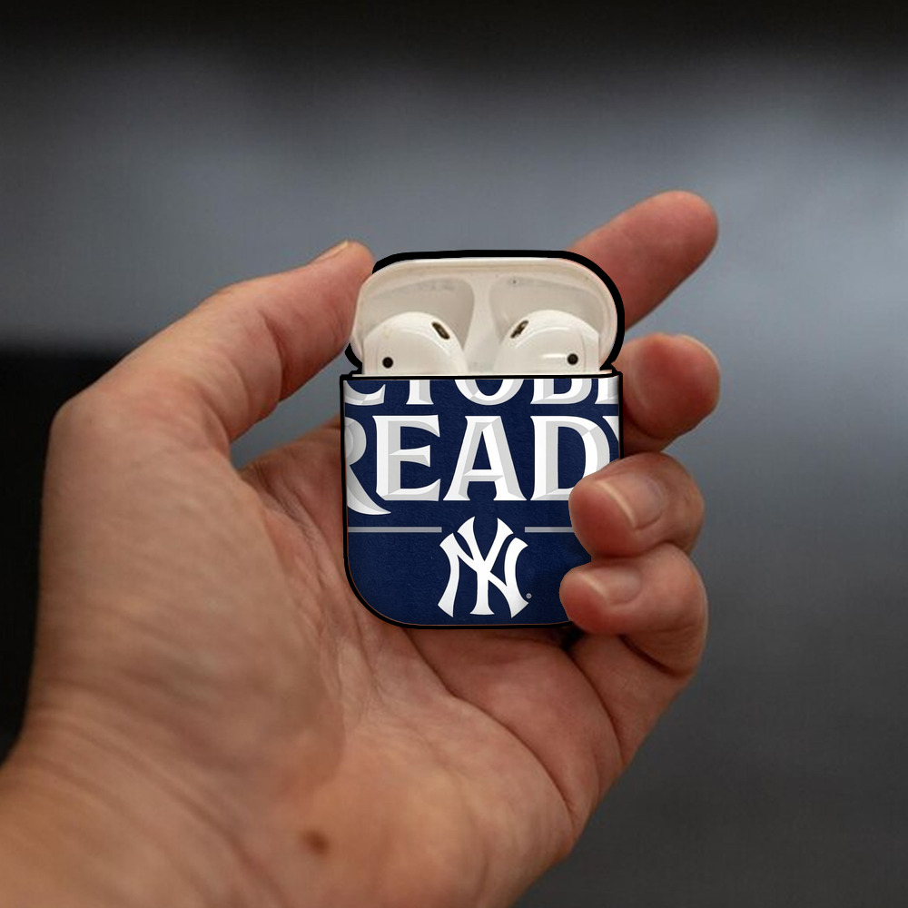 New York Yankees 360 AirPods 2 Case Hard Shell Black, Flexible PC Material, Precise Cutouts, Full Protection, Anti-Fingerprint, Washable, Includes Keychain – Durable & Slim Design