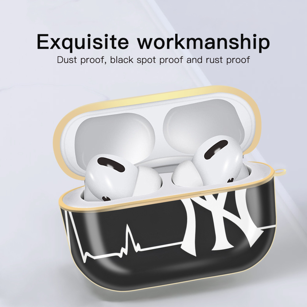 New York Yankees 350 Luxury Gold AirPods Pro Case With Keychain, Flexible PC Material, Full Protection, Precise Cutouts, Anti-Fingerprint, Washable, Durable Design