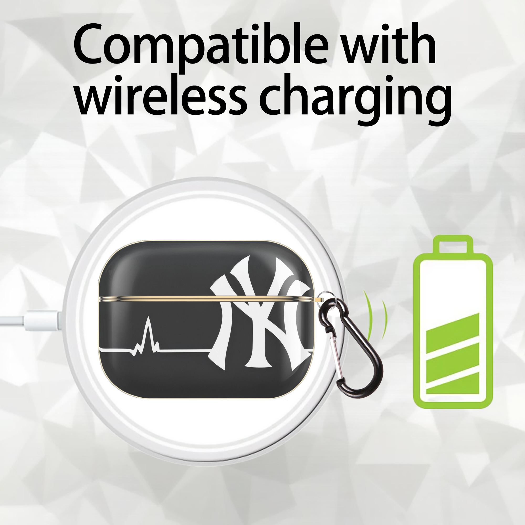 New York Yankees 350 Luxury Gold AirPods Pro Case With Keychain, Flexible PC Material, Full Protection, Precise Cutouts, Anti-Fingerprint, Washable, Durable Design