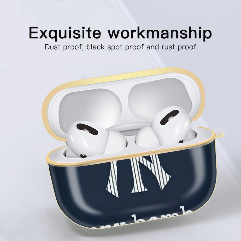 New York Yankees 355 Luxury Gold AirPods Pro Case With Keychain, Flexible PC Material, Full Protection, Precise Cutouts, Anti-Fingerprint, Washable, Durable Design