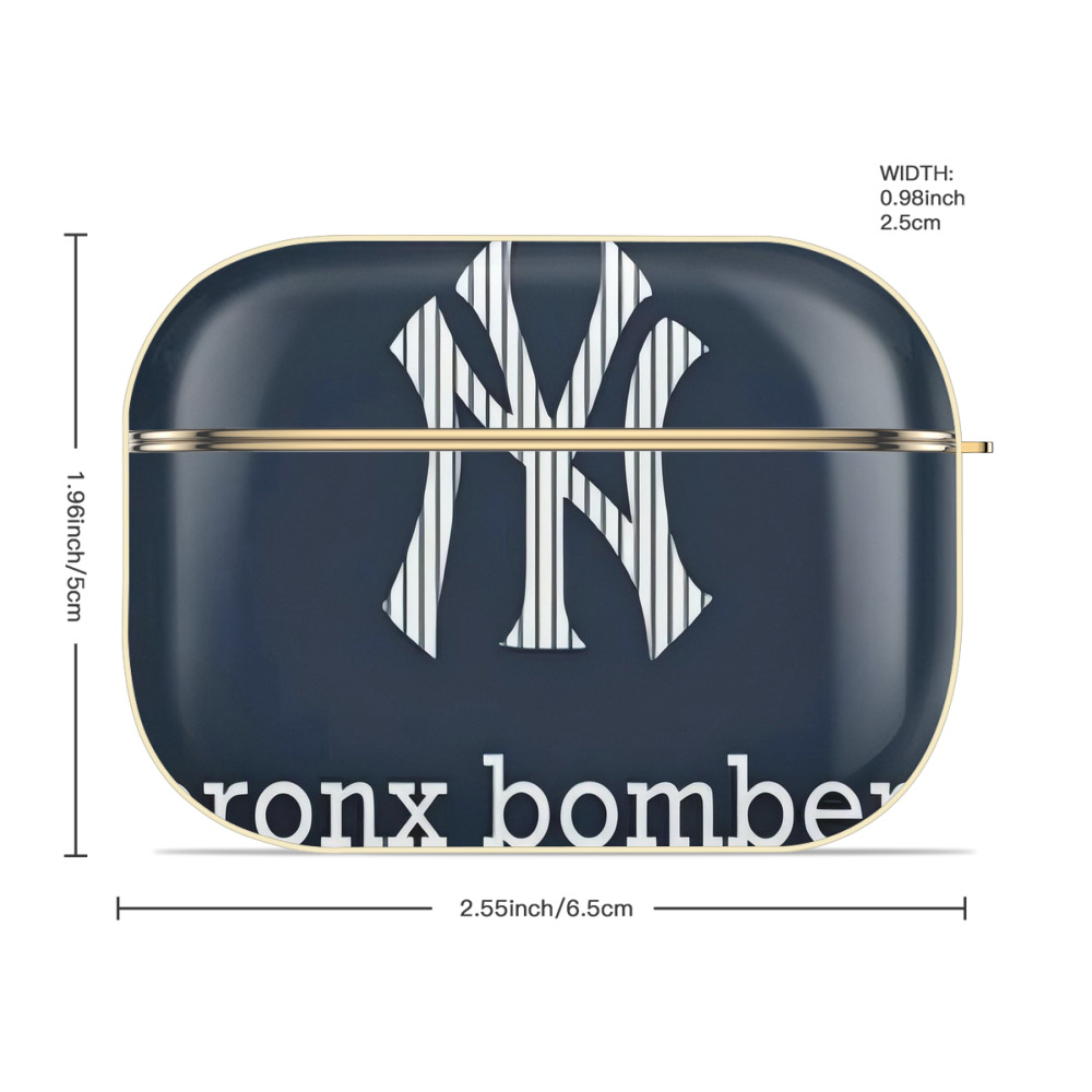 New York Yankees 355 Luxury Gold AirPods Pro Case With Keychain, Flexible PC Material, Full Protection, Precise Cutouts, Anti-Fingerprint, Washable, Durable Design