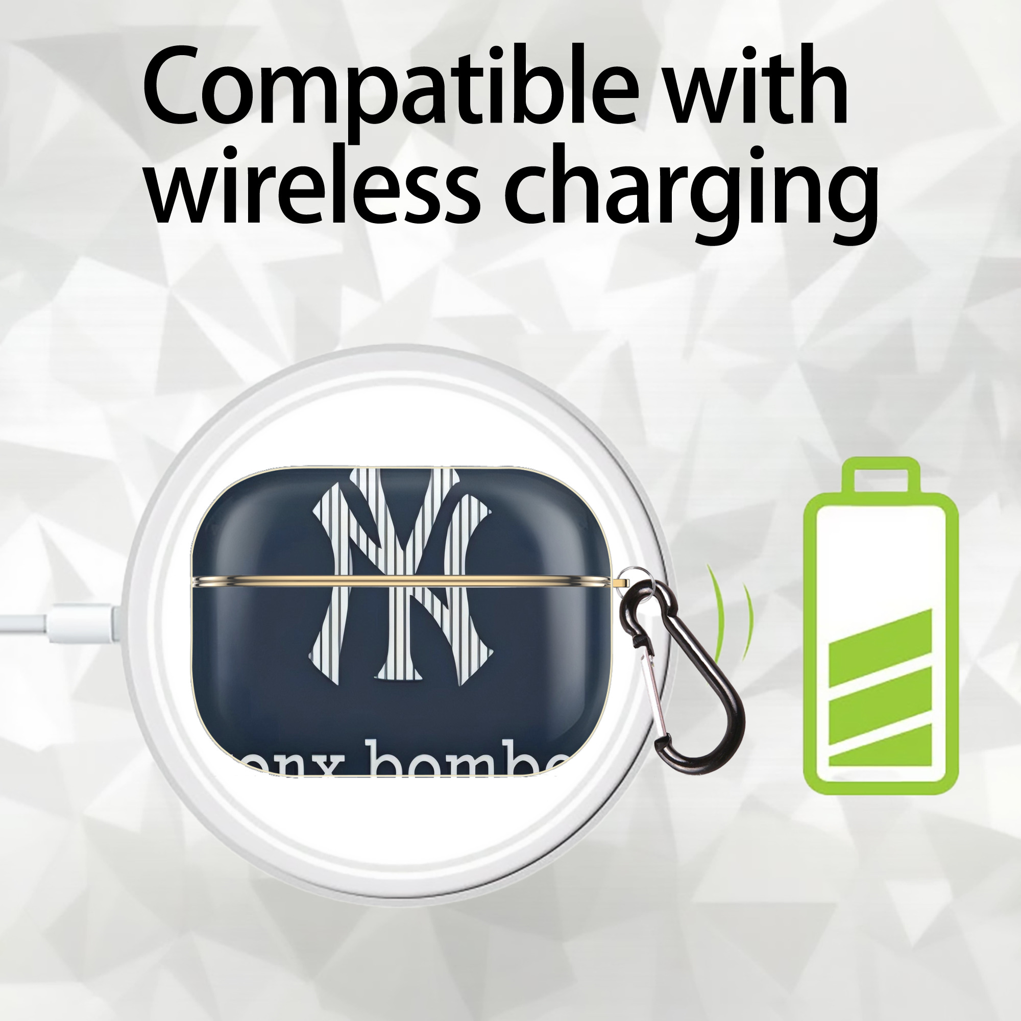 New York Yankees 355 Luxury Gold AirPods Pro Case With Keychain, Flexible PC Material, Full Protection, Precise Cutouts, Anti-Fingerprint, Washable, Durable Design