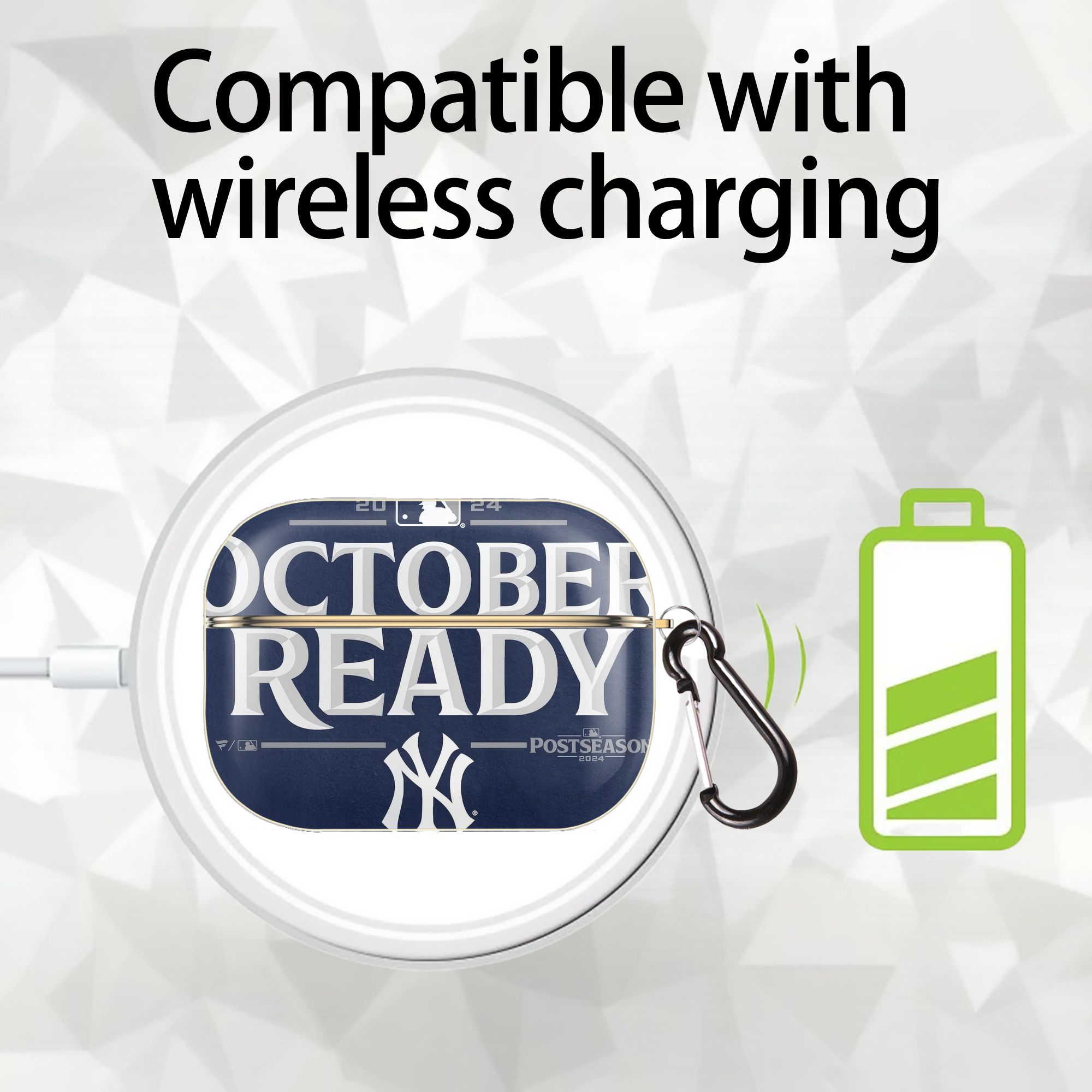 New York Yankees 360 Luxury Gold AirPods Pro Case With Keychain, Flexible PC Material, Full Protection, Precise Cutouts, Anti-Fingerprint, Washable, Durable Design