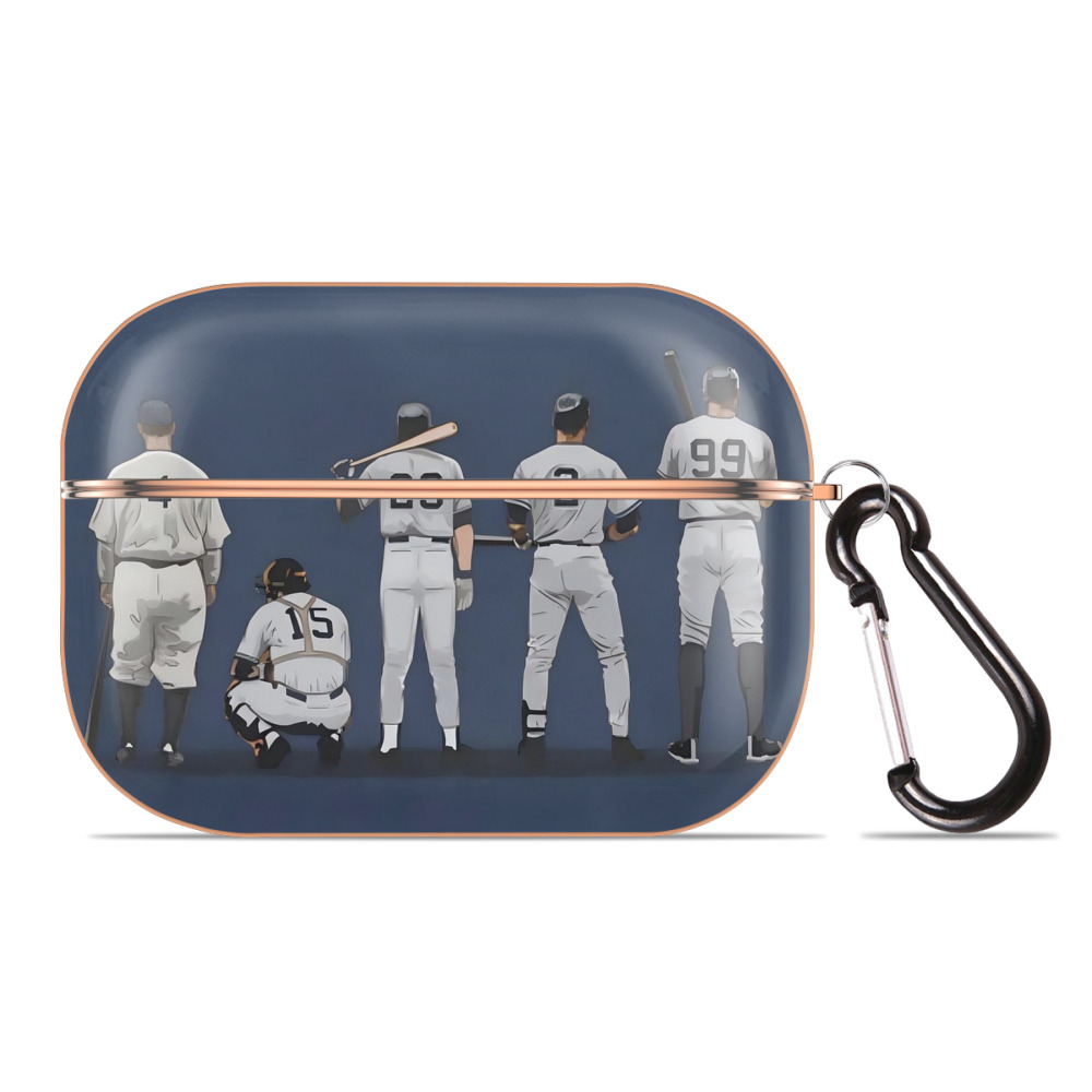 New York Yankees 242 AirPods Pro Protective Case Rose Gold, Flexible PC Material, Precise Fit, Anti-Slip Cover, Full Protection, Fingerprint Resistant, Washable With Keychain
