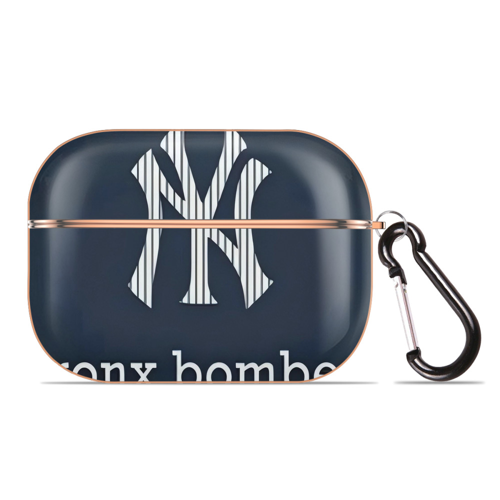 New York Yankees 355 AirPods Pro Protective Case Rose Gold, Flexible PC Material, Precise Fit, Anti-Slip Cover, Full Protection, Fingerprint Resistant, Washable With Keychain