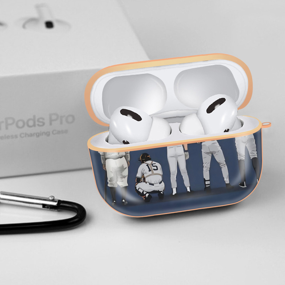New York Yankees 242 AirPods Pro Protective Case Rose Gold, Flexible PC Material, Precise Fit, Anti-Slip Cover, Full Protection, Fingerprint Resistant, Washable With Keychain