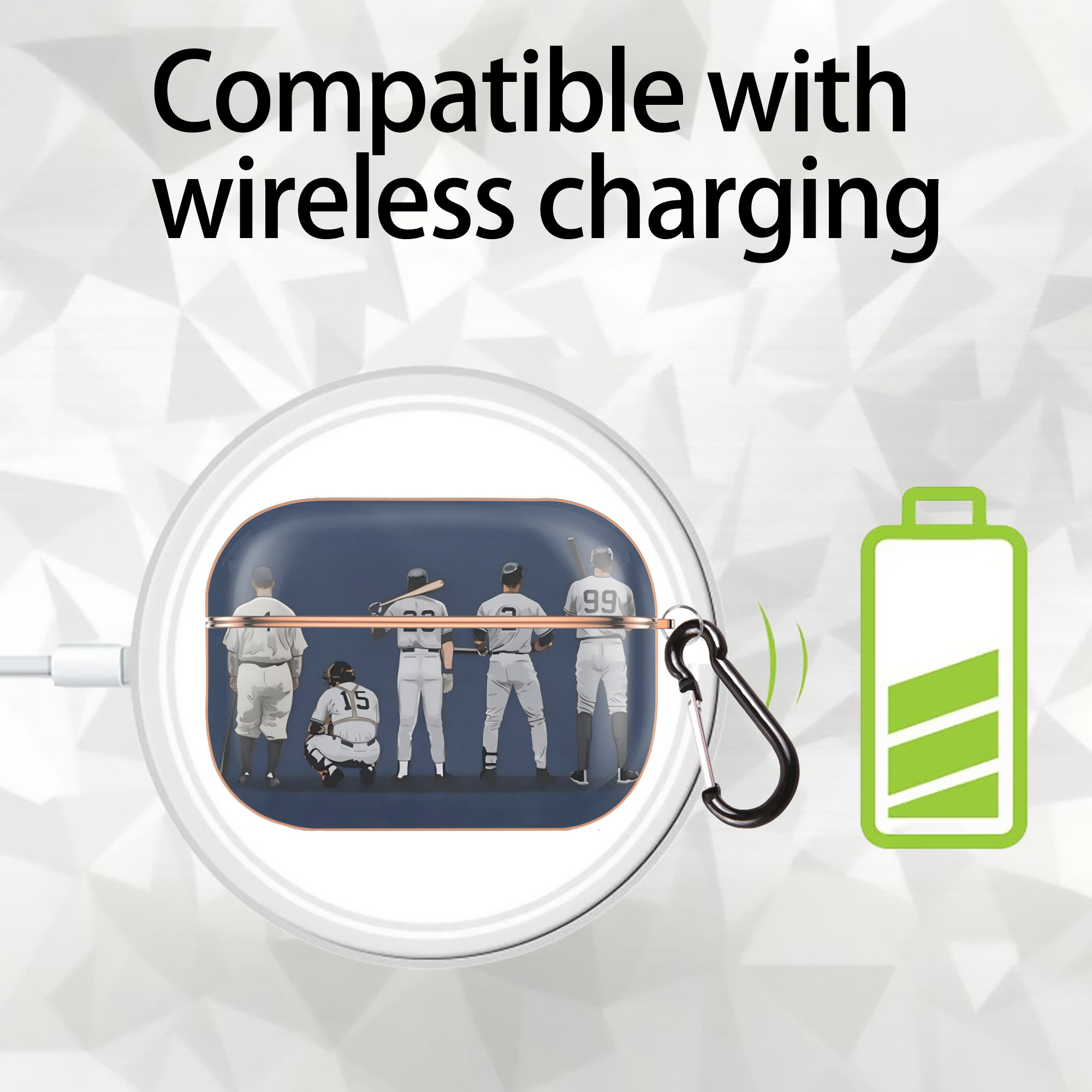 New York Yankees 242 AirPods Pro Protective Case Rose Gold, Flexible PC Material, Precise Fit, Anti-Slip Cover, Full Protection, Fingerprint Resistant, Washable With Keychain