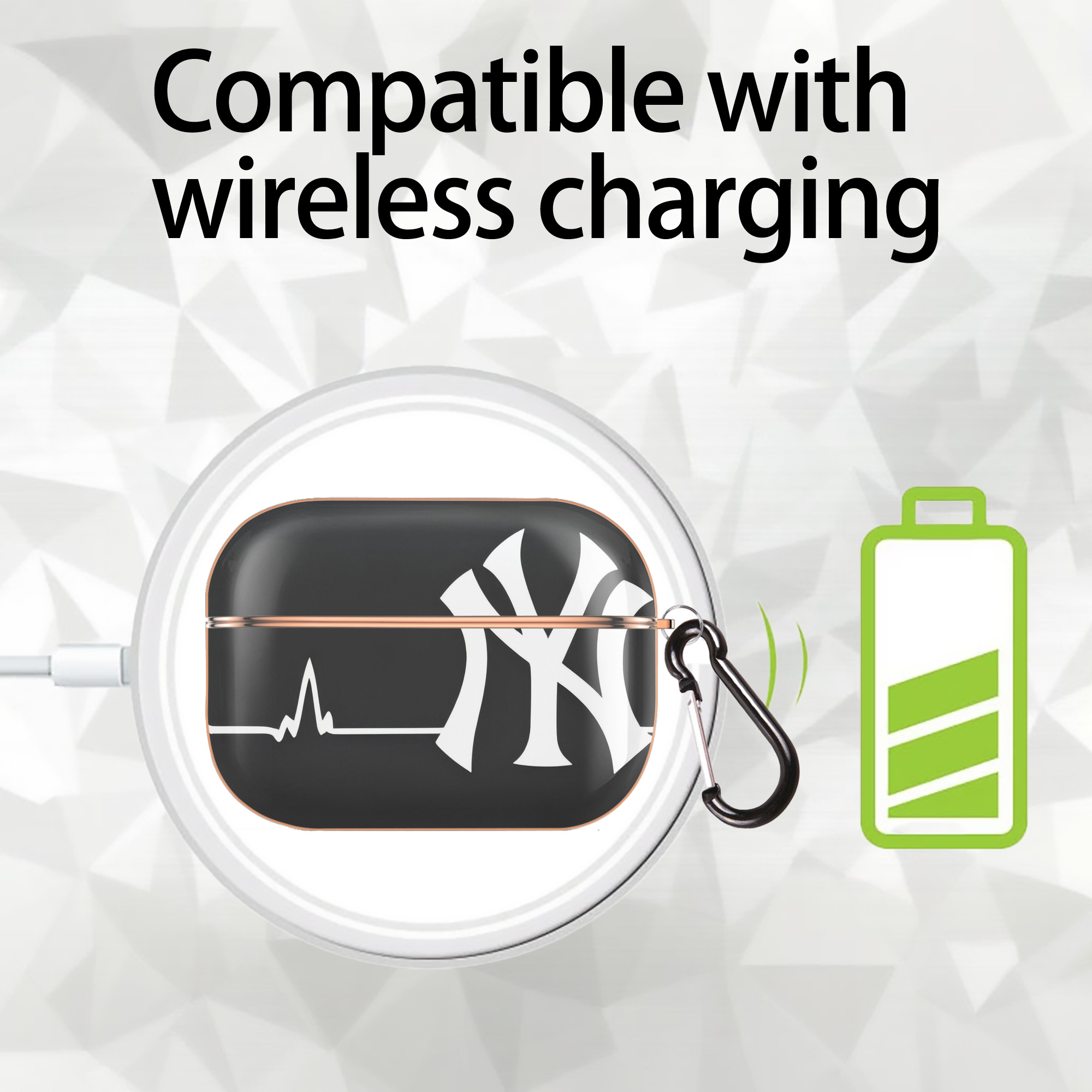 New York Yankees 350 AirPods Pro Protective Case Rose Gold, Flexible PC Material, Precise Fit, Anti-Slip Cover, Full Protection, Fingerprint Resistant, Washable With Keychain