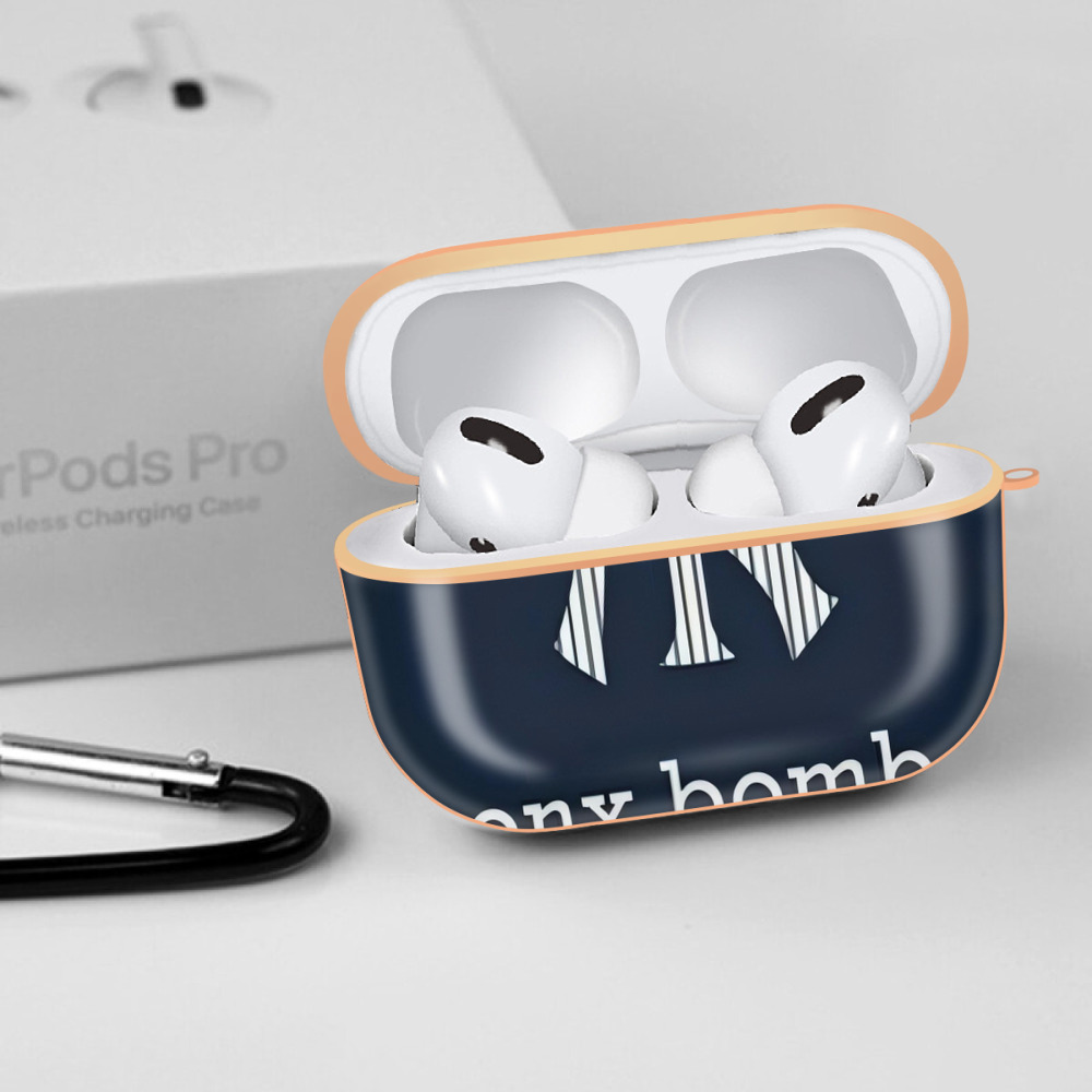 New York Yankees 355 AirPods Pro Protective Case Rose Gold, Flexible PC Material, Precise Fit, Anti-Slip Cover, Full Protection, Fingerprint Resistant, Washable With Keychain