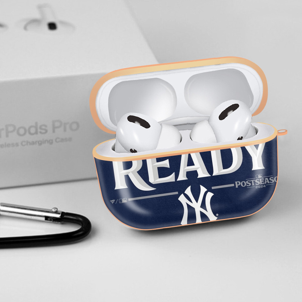 New York Yankees 360 AirPods Pro Protective Case Rose Gold, Flexible PC Material, Precise Fit, Anti-Slip Cover, Full Protection, Fingerprint Resistant, Washable With Keychain