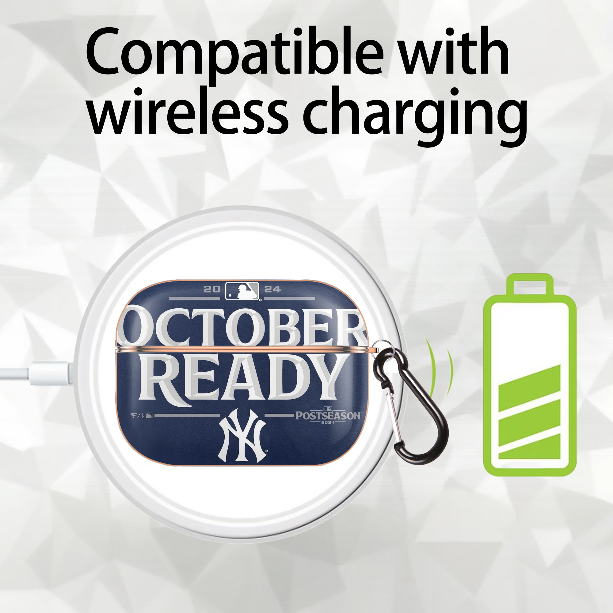 New York Yankees 360 AirPods Pro Protective Case Rose Gold, Flexible PC Material, Precise Fit, Anti-Slip Cover, Full Protection, Fingerprint Resistant, Washable With Keychain