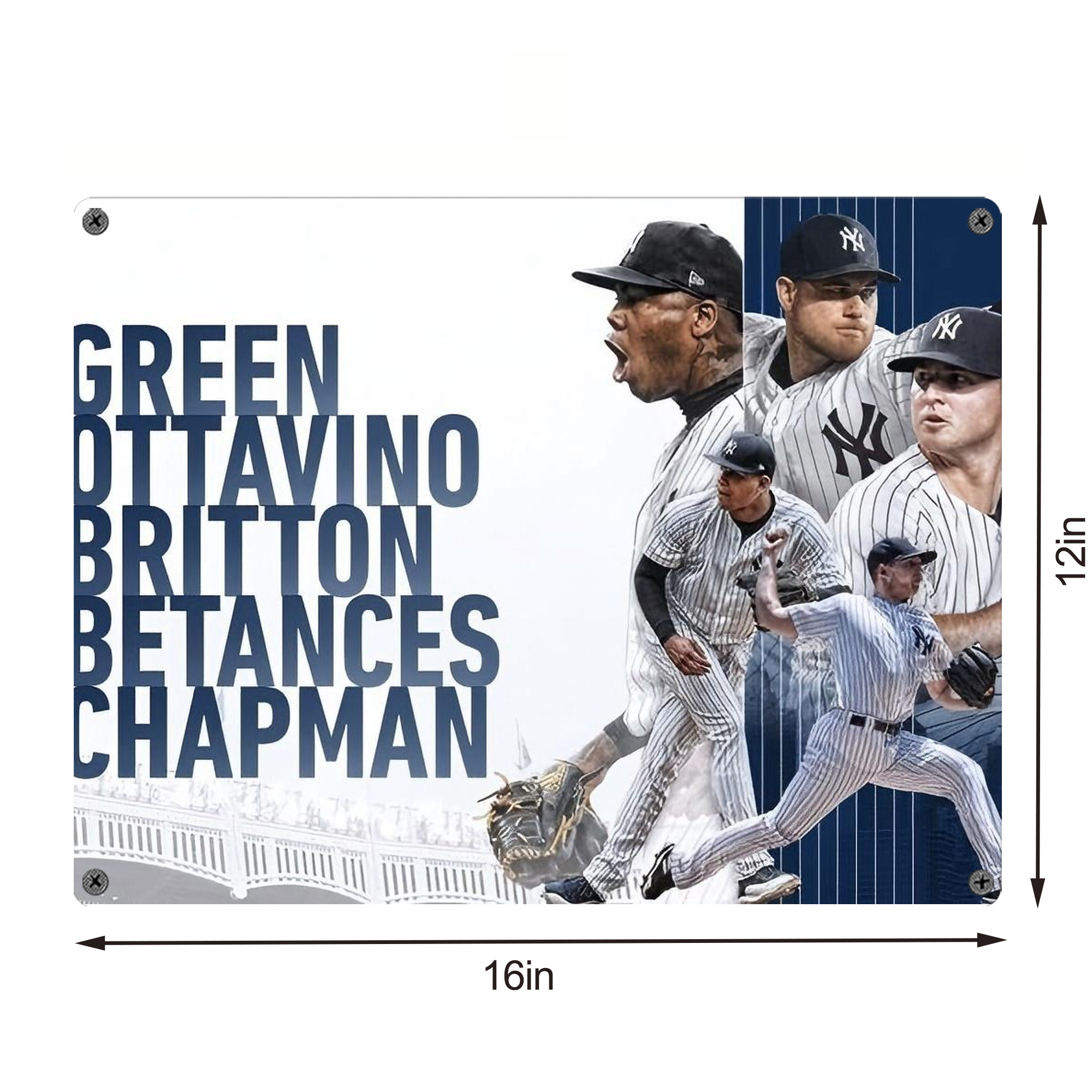 New York Yankees 249 Vintage Metal Tin Sign 16x12 – Full-Print Iron Wall Decor – Durable, Fade-Resistant – Easy To Hang – Ideal For Home, Bar, Kitchen & Office Decor