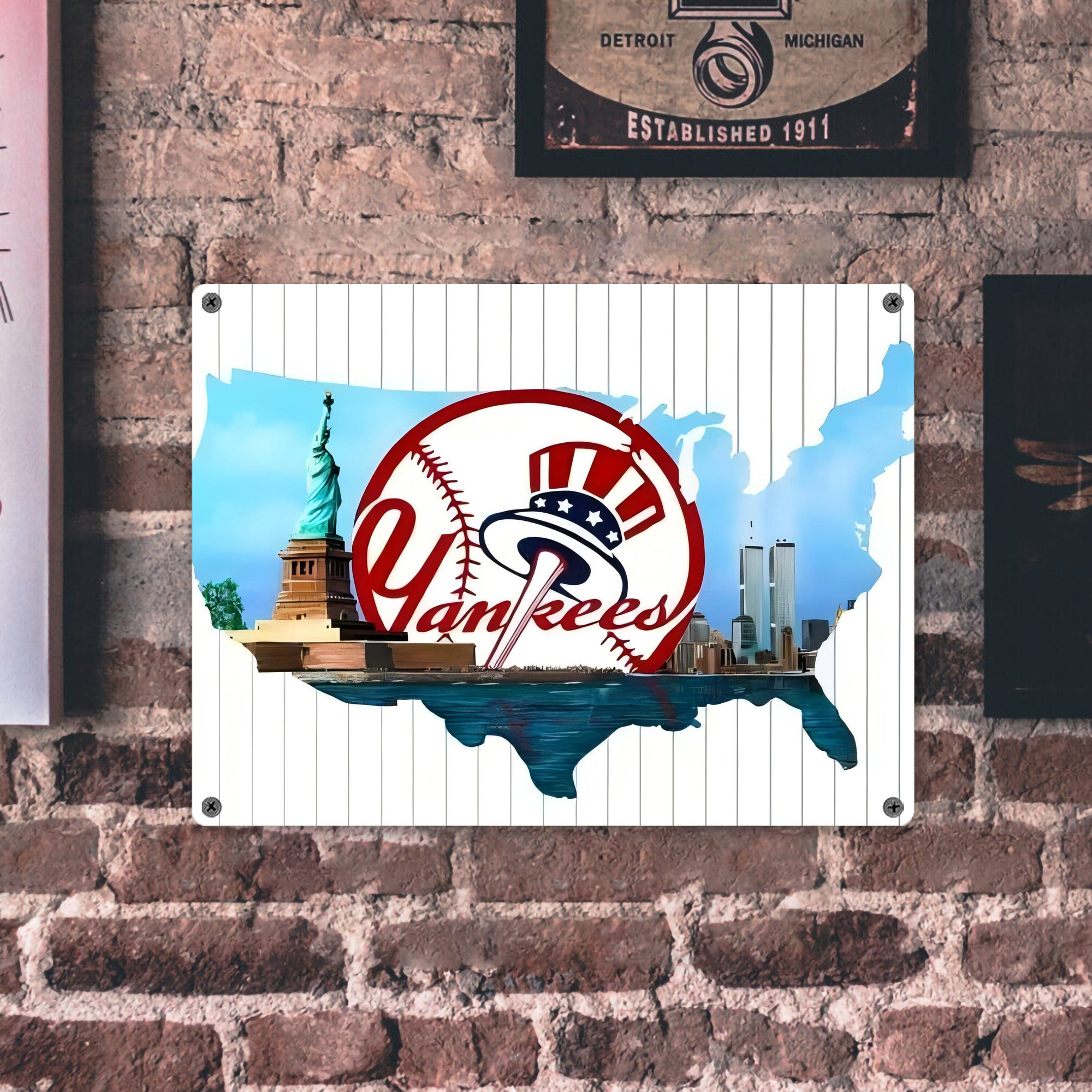 New York Yankees 352 Vintage Metal Tin Sign 16x12 – Full-Print Iron Wall Decor – Durable, Fade-Resistant – Easy To Hang – Ideal For Home, Bar, Kitchen & Office Decor
