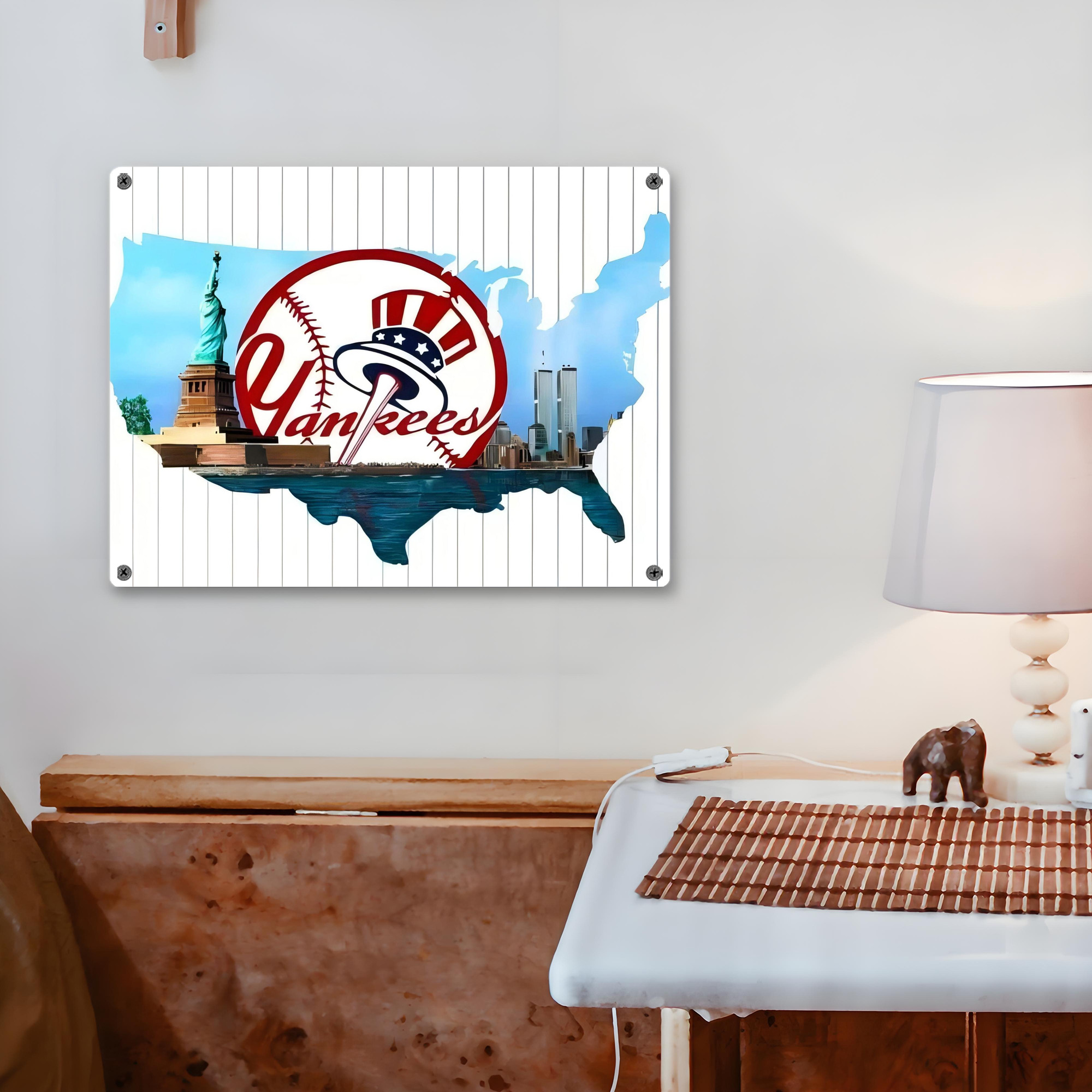 New York Yankees 352 Vintage Metal Tin Sign 16x12 – Full-Print Iron Wall Decor – Durable, Fade-Resistant – Easy To Hang – Ideal For Home, Bar, Kitchen & Office Decor