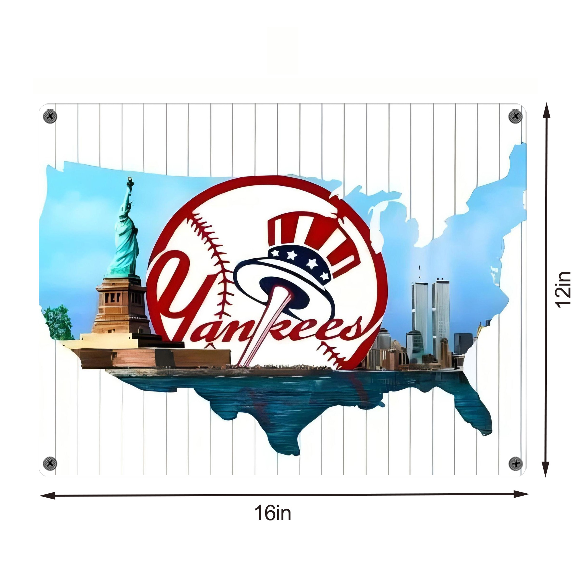 New York Yankees 352 Vintage Metal Tin Sign 16x12 – Full-Print Iron Wall Decor – Durable, Fade-Resistant – Easy To Hang – Ideal For Home, Bar, Kitchen & Office Decor