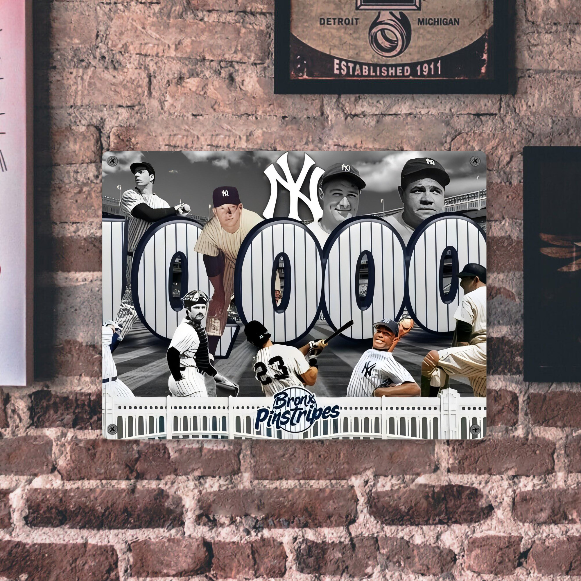 New York Yankees 357 Vintage Metal Tin Sign 16x12 – Full-Print Iron Wall Decor – Durable, Fade-Resistant – Easy To Hang – Ideal For Home, Bar, Kitchen & Office Decor