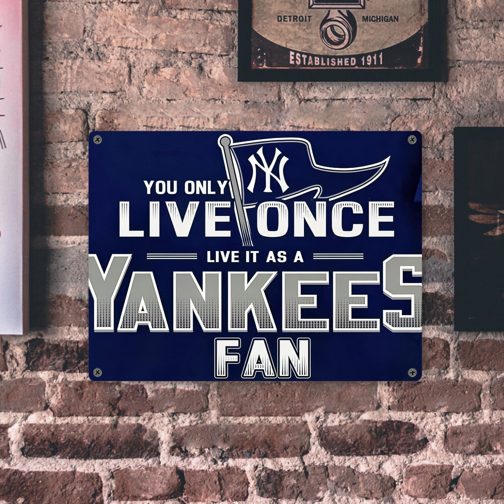 New York Yankees 362 Vintage Metal Tin Sign 16x12 – Full-Print Iron Wall Decor – Durable, Fade-Resistant – Easy To Hang – Ideal For Home, Bar, Kitchen & Office Decor