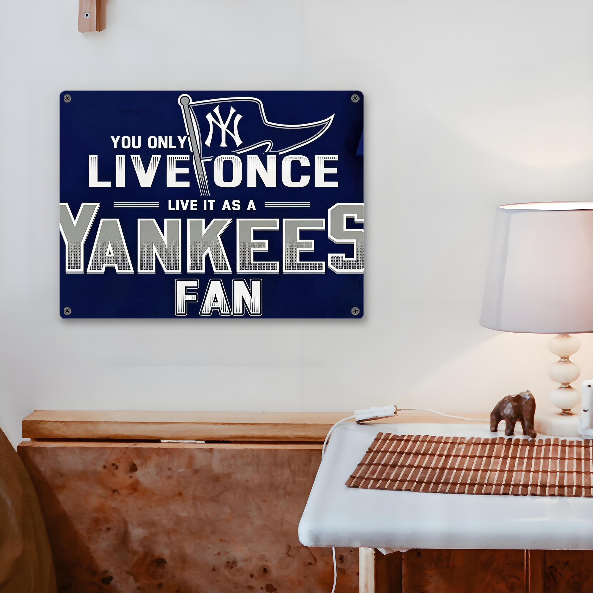 New York Yankees 362 Vintage Metal Tin Sign 16x12 – Full-Print Iron Wall Decor – Durable, Fade-Resistant – Easy To Hang – Ideal For Home, Bar, Kitchen & Office Decor