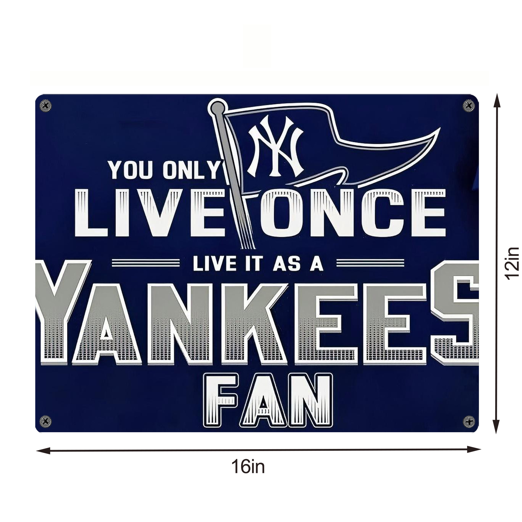 New York Yankees 362 Vintage Metal Tin Sign 16x12 – Full-Print Iron Wall Decor – Durable, Fade-Resistant – Easy To Hang – Ideal For Home, Bar, Kitchen & Office Decor
