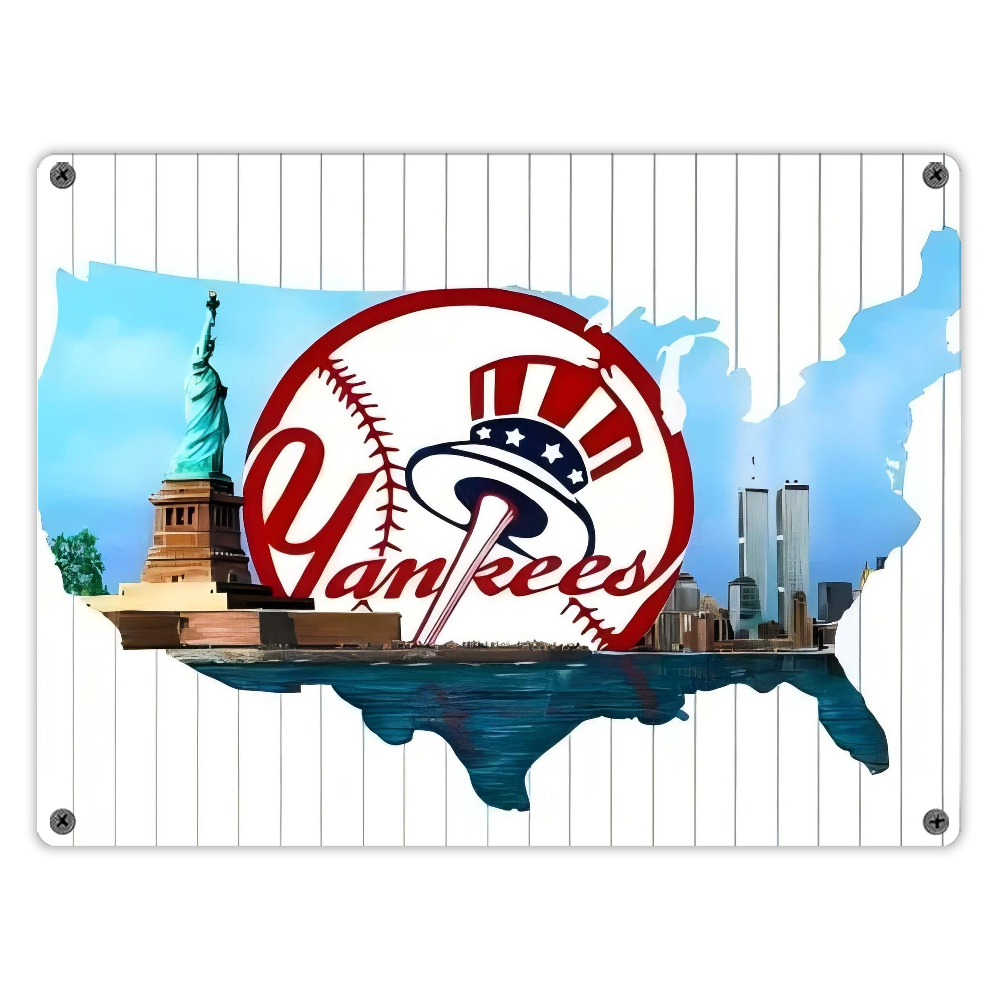 New York Yankees 352 Vintage Metal Tin Sign 16x12 – Full-Print Iron Wall Decor – Durable, Fade-Resistant – Easy To Hang – Ideal For Home, Bar, Kitchen & Office Decor