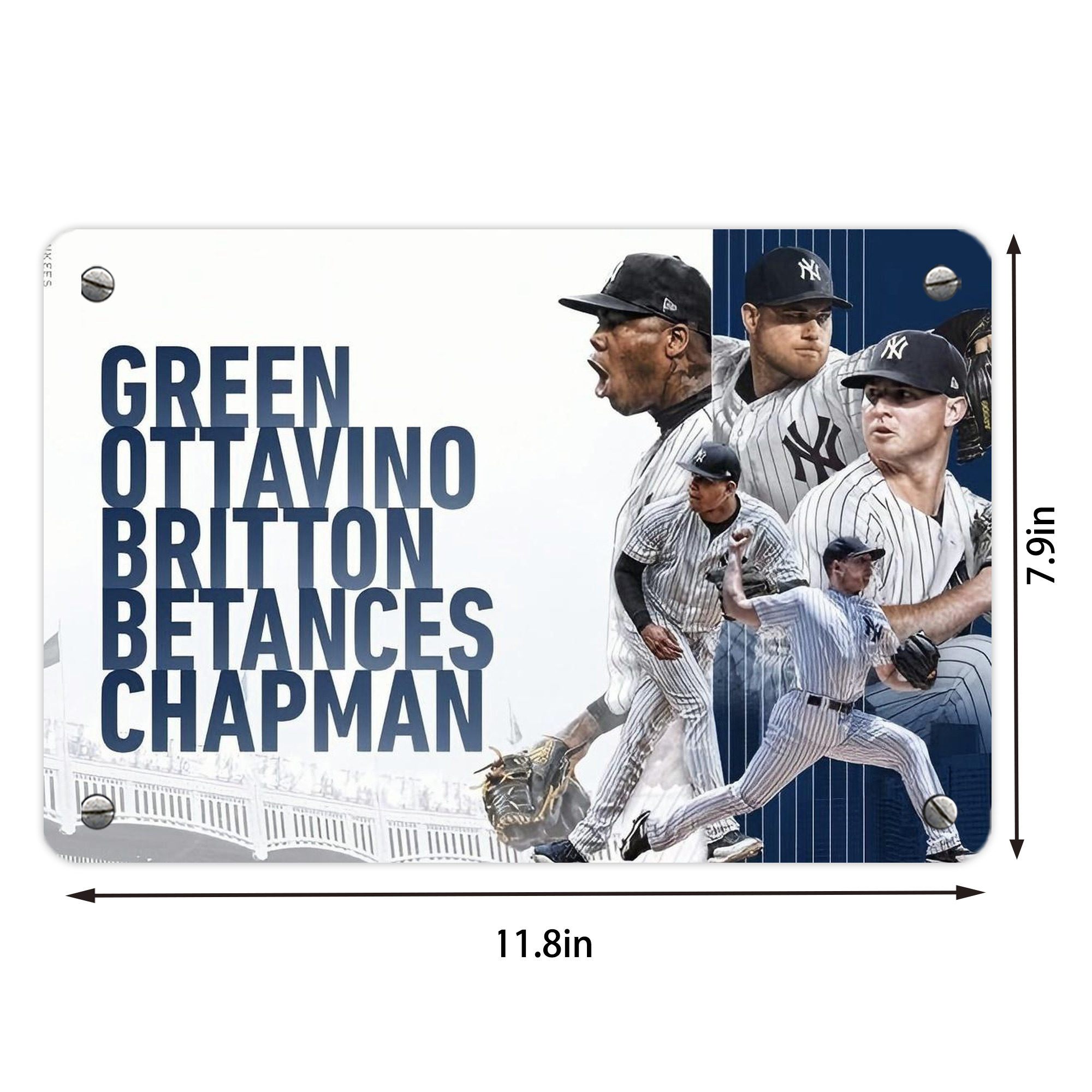 New York Yankees 249 Metal Tin Sign 12x8inch - Premium Full-Print Decorative Wall Art, Durable Rust-Resistant Metal Plaque For Living Room, Bedroom, Kitchen, Office, Bar Décor