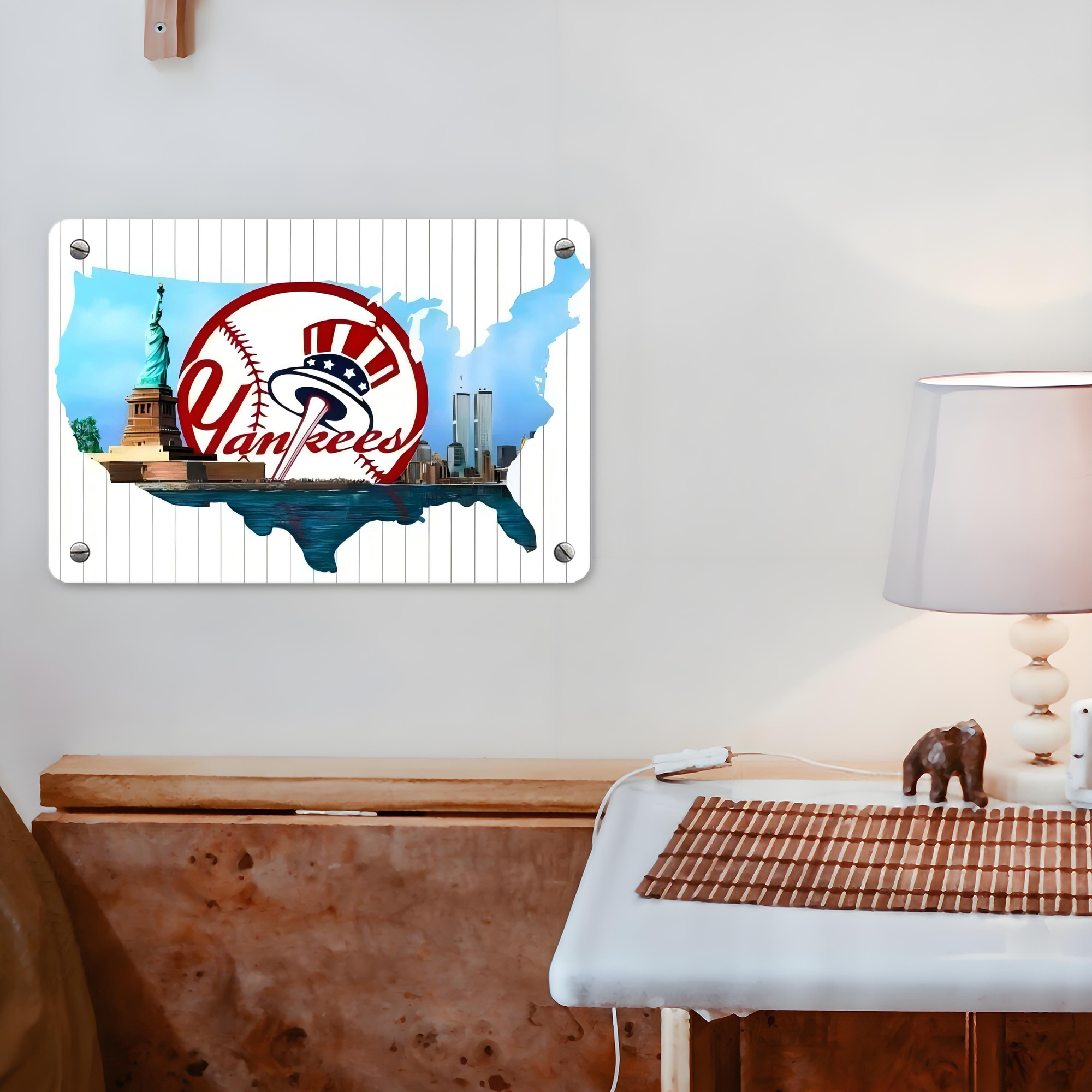 New York Yankees 352 Metal Tin Sign 12x8inch - Premium Full-Print Decorative Wall Art, Durable Rust-Resistant Metal Plaque For Living Room, Bedroom, Kitchen, Office, Bar Décor