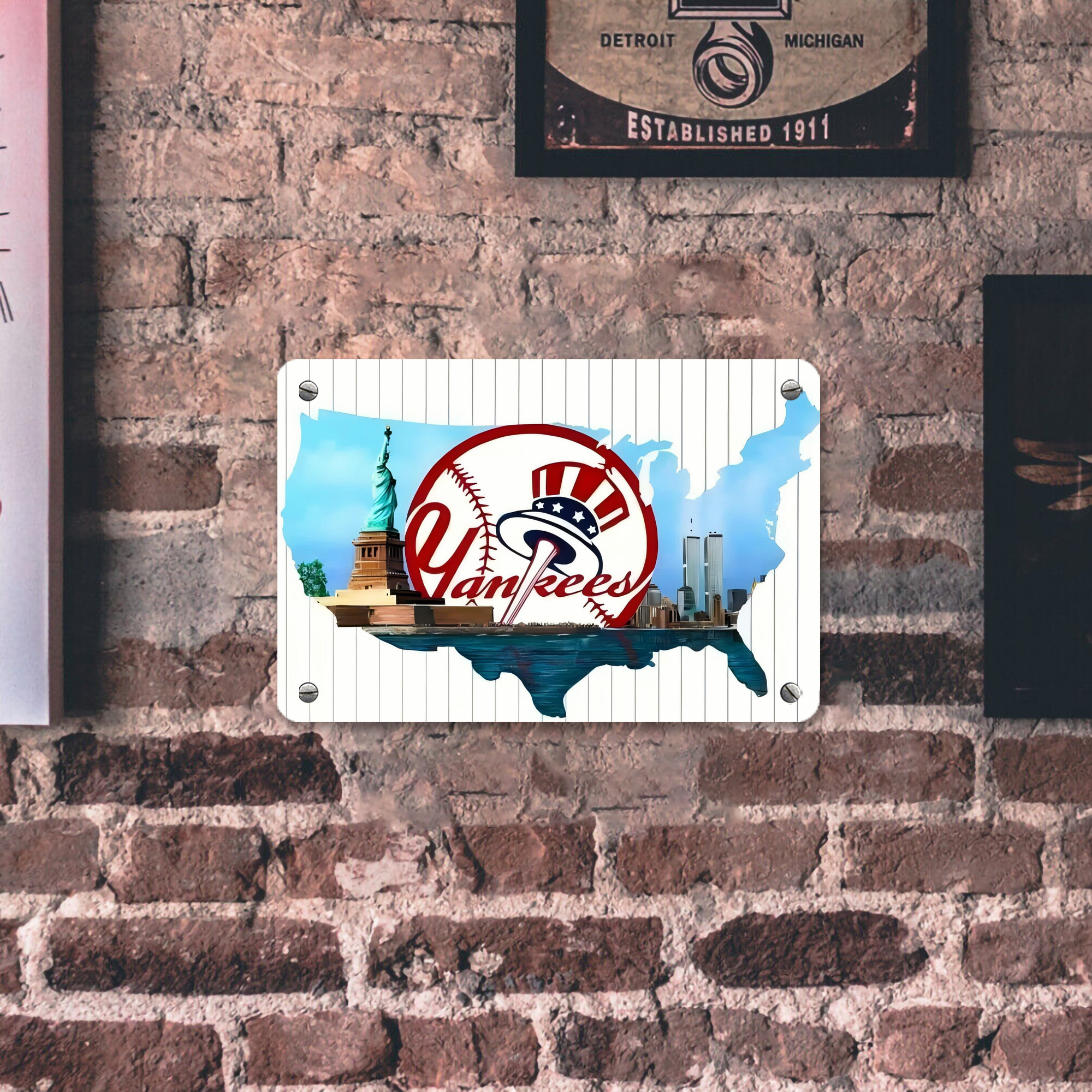 New York Yankees 352 Metal Tin Sign 12x8inch - Premium Full-Print Decorative Wall Art, Durable Rust-Resistant Metal Plaque For Living Room, Bedroom, Kitchen, Office, Bar Décor