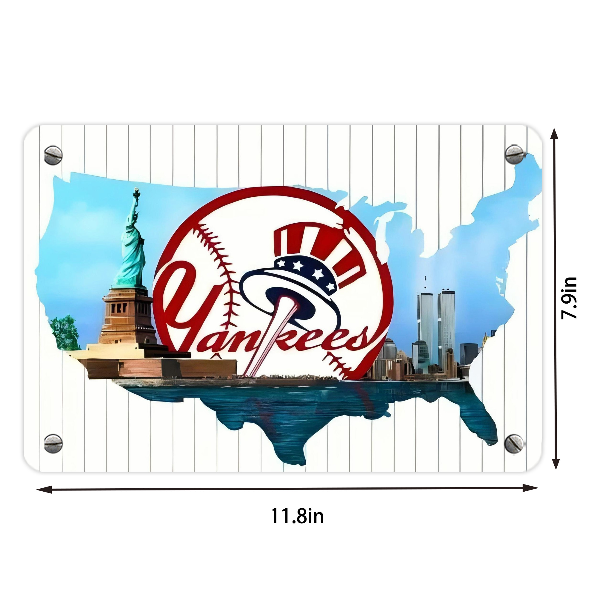 New York Yankees 352 Metal Tin Sign 12x8inch - Premium Full-Print Decorative Wall Art, Durable Rust-Resistant Metal Plaque For Living Room, Bedroom, Kitchen, Office, Bar Décor