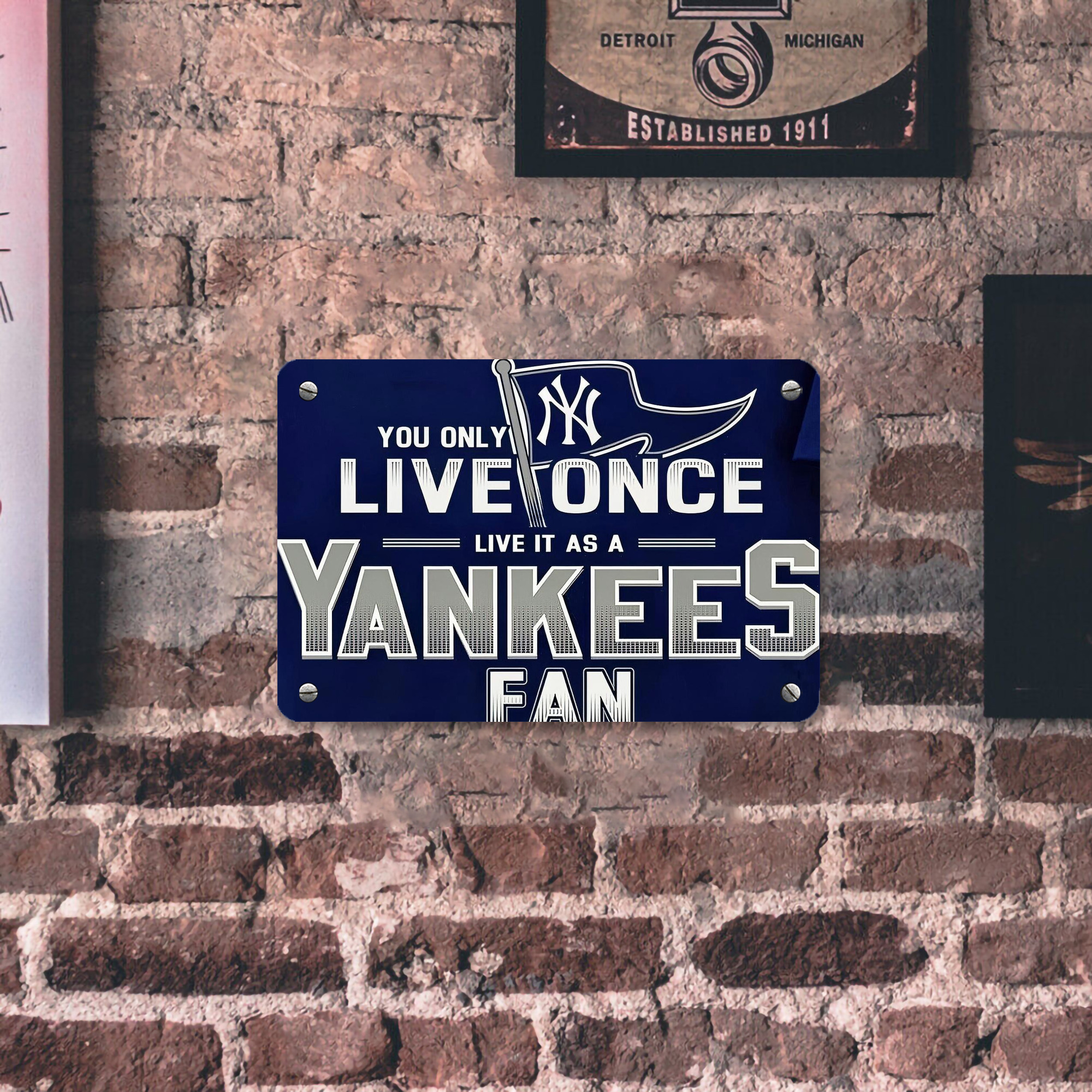 New York Yankees 362 Metal Tin Sign 12x8inch - Premium Full-Print Decorative Wall Art, Durable Rust-Resistant Metal Plaque For Living Room, Bedroom, Kitchen, Office, Bar Décor