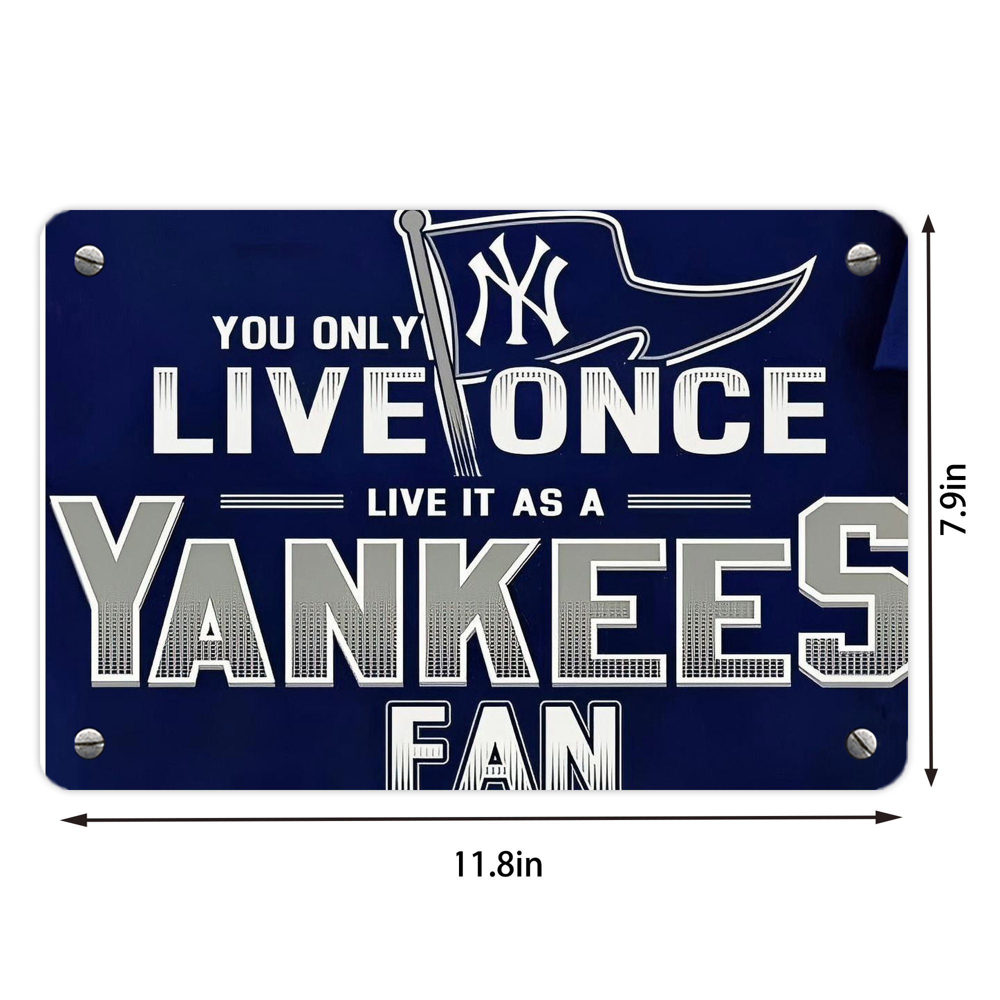 New York Yankees 362 Metal Tin Sign 12x8inch - Premium Full-Print Decorative Wall Art, Durable Rust-Resistant Metal Plaque For Living Room, Bedroom, Kitchen, Office, Bar Décor