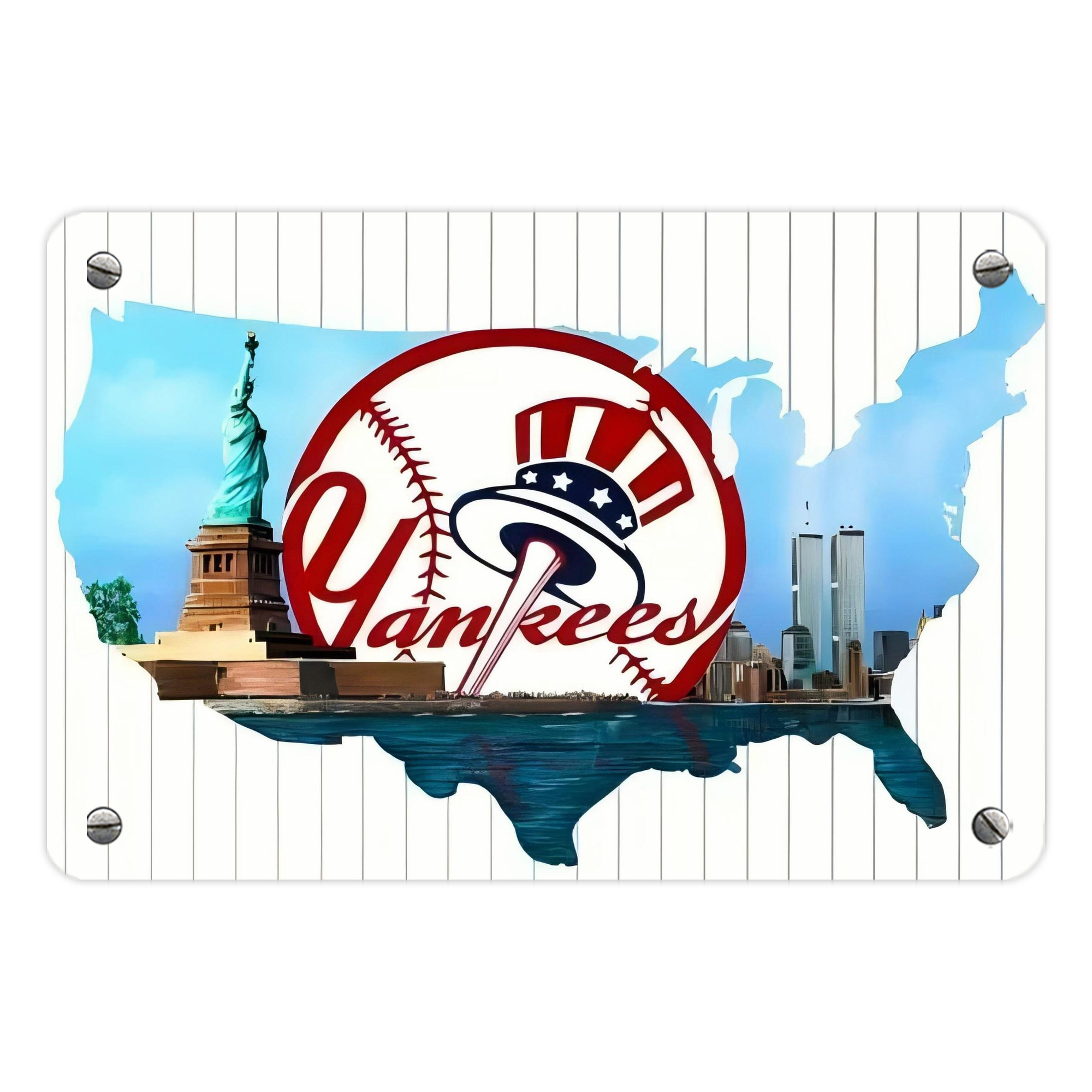 New York Yankees 352 Metal Tin Sign 12x8inch - Premium Full-Print Decorative Wall Art, Durable Rust-Resistant Metal Plaque For Living Room, Bedroom, Kitchen, Office, Bar Décor