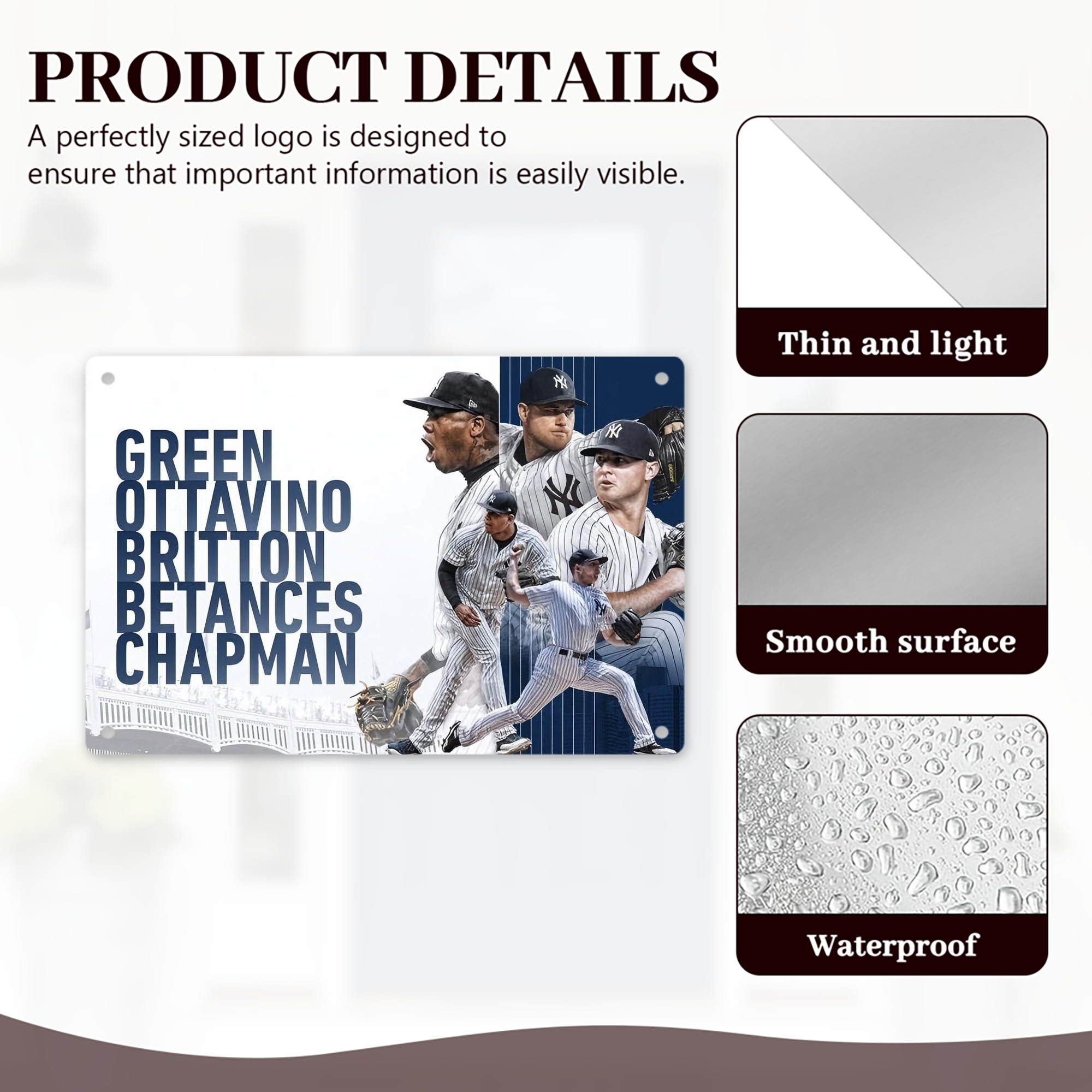 New York Yankees 249 Decorative Aluminum Plaque – Horizontal Design – Durable, Stylish, Easy To Install – Ideal For Home, Office, Bar, And More