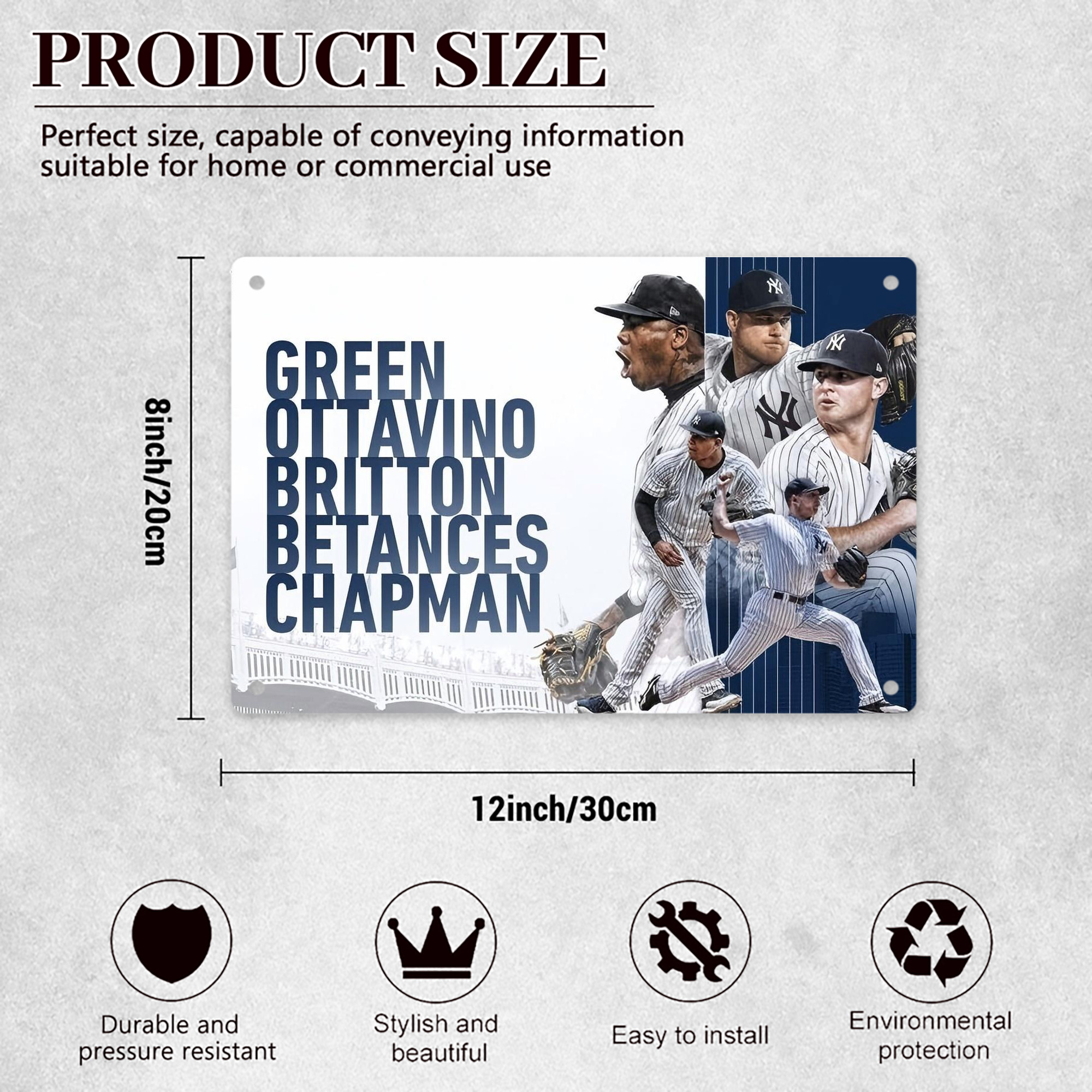 New York Yankees 249 Decorative Aluminum Plaque – Horizontal Design – Durable, Stylish, Easy To Install – Ideal For Home, Office, Bar, And More