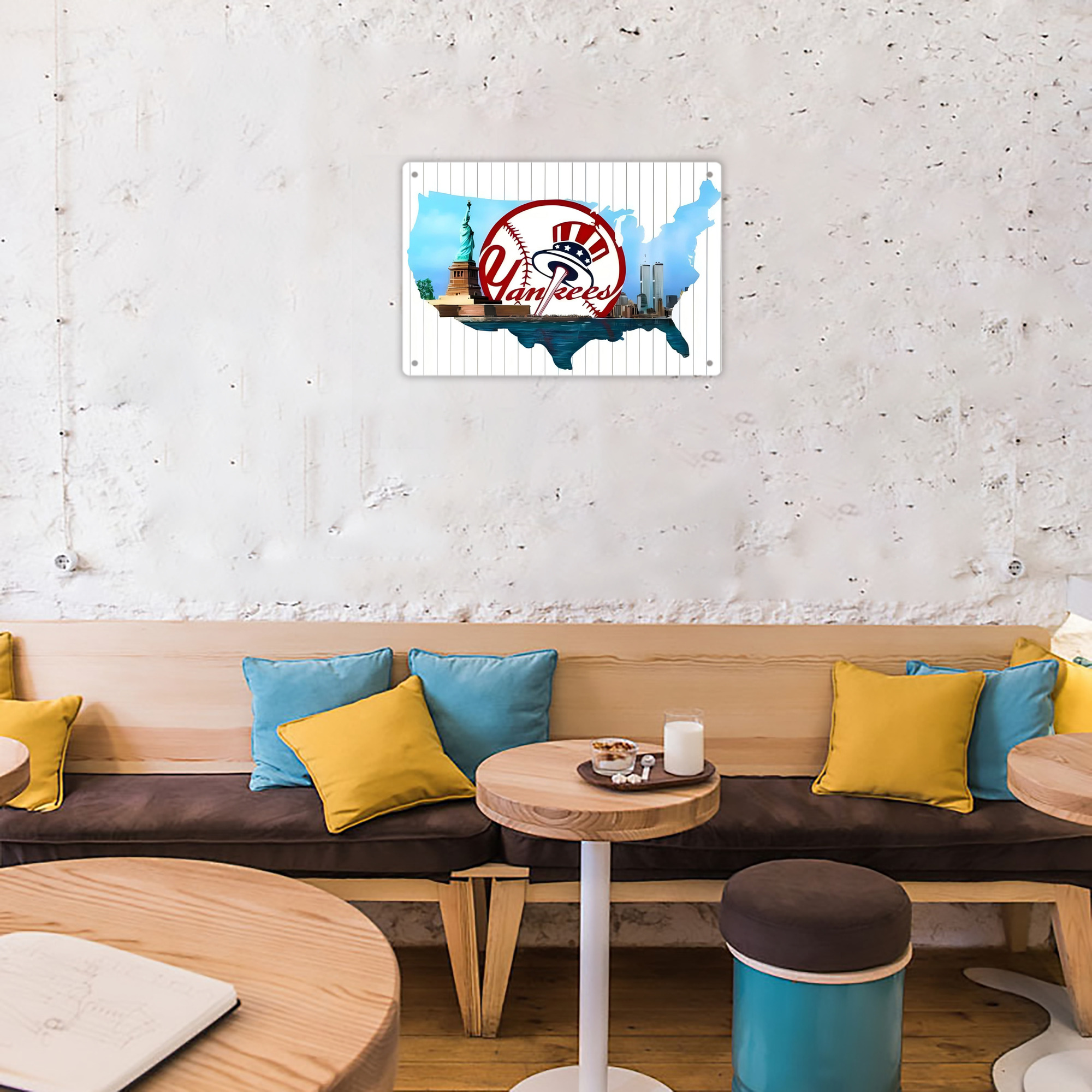 New York Yankees 352 Decorative Aluminum Plaque – Horizontal Design – Durable, Stylish, Easy To Install – Ideal For Home, Office, Bar, And More