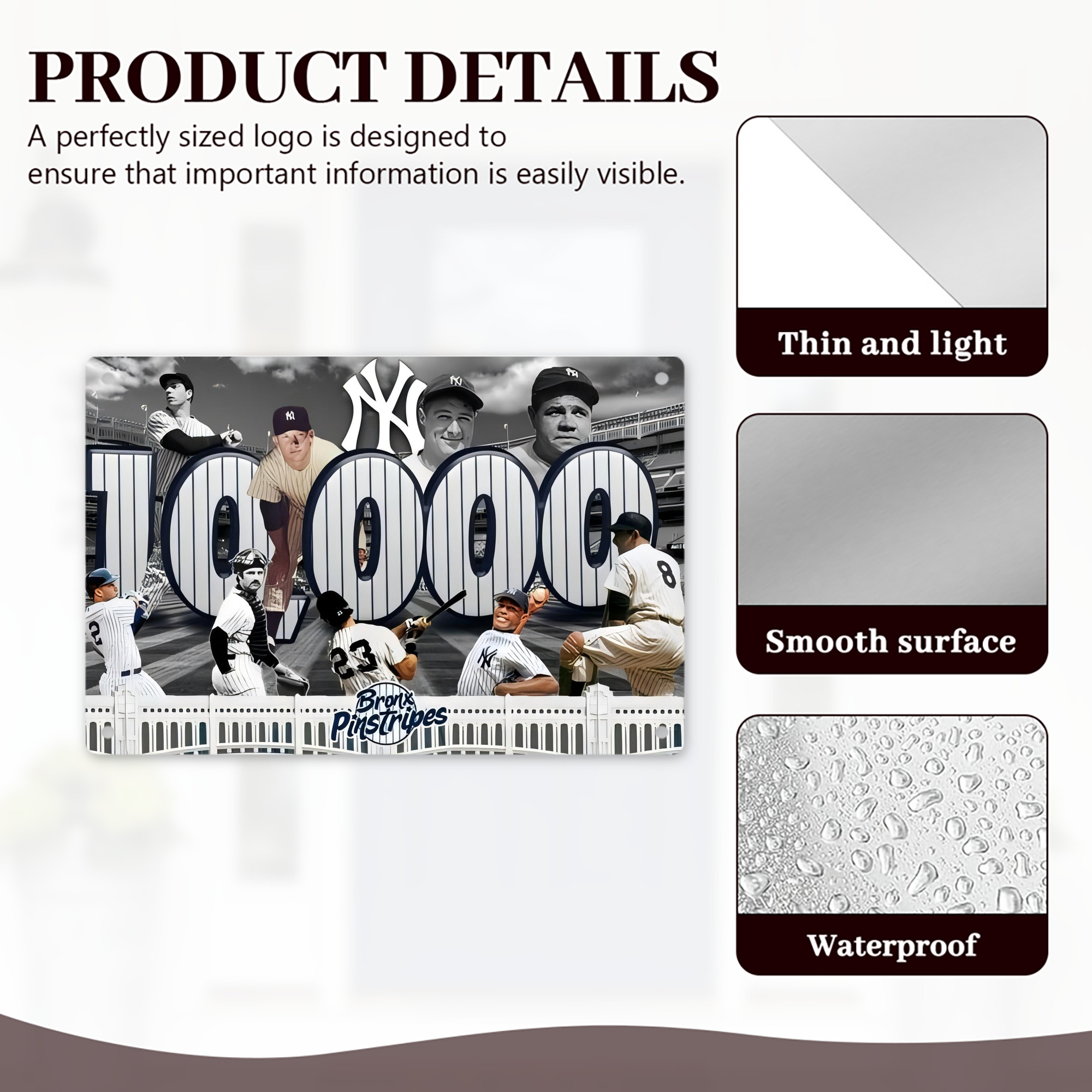 New York Yankees 357 Decorative Aluminum Plaque – Horizontal Design – Durable, Stylish, Easy To Install – Ideal For Home, Office, Bar, And More