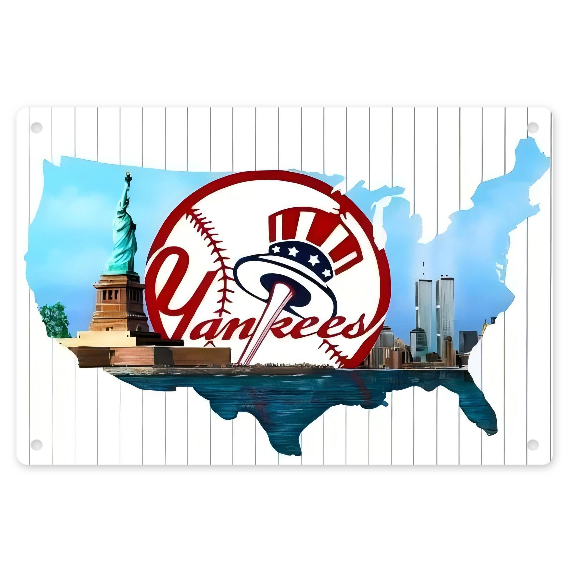 New York Yankees 352 Decorative Aluminum Plaque – Horizontal Design – Durable, Stylish, Easy To Install – Ideal For Home, Office, Bar, And More