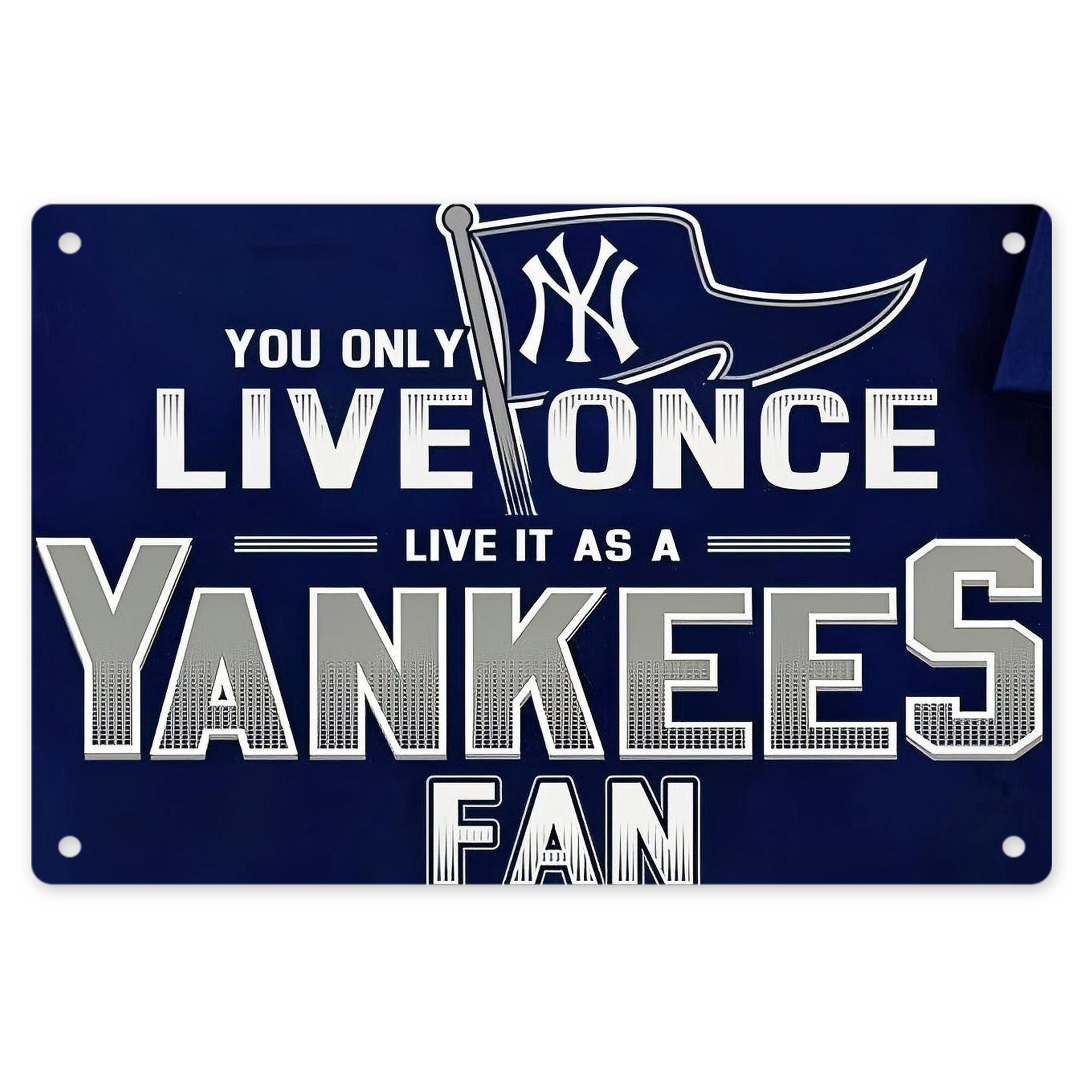 New York Yankees 362 Decorative Aluminum Plaque – Horizontal Design – Durable, Stylish, Easy To Install – Ideal For Home, Office, Bar, And More