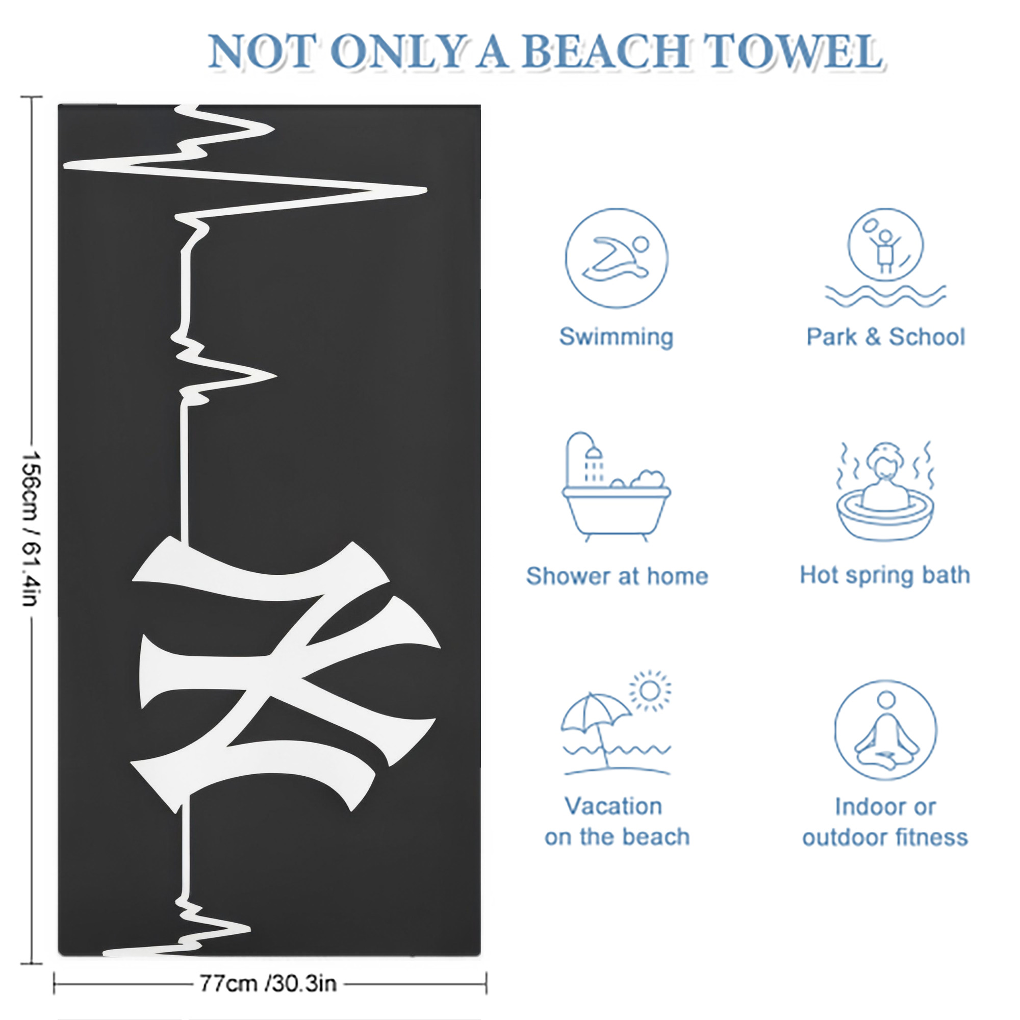 New York Yankees 350 Premium Microfiber Beach Towel – Soft, Large Size, Multi-Purpose For Beach, Picnic & Kids, Lightweight & Portable With Carry Bag, Easy Care